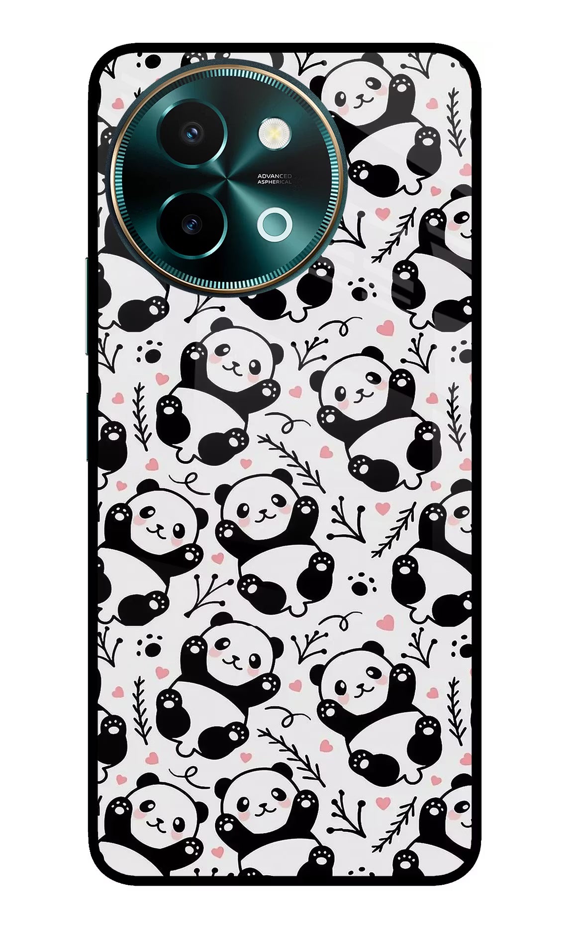 Cute Panda Vivo Y58 5G Glass Case Back Cover by Casekaro