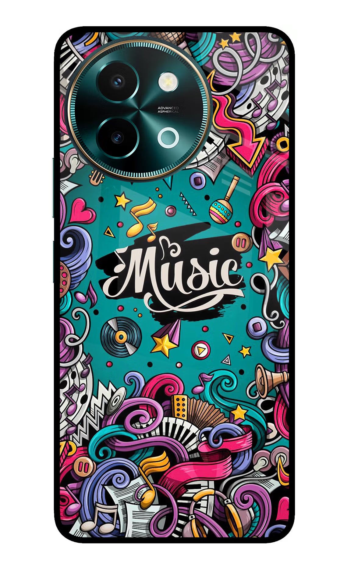 Music Graffiti Vivo Y58 5G Glass Case Back Cover by Casekaro
