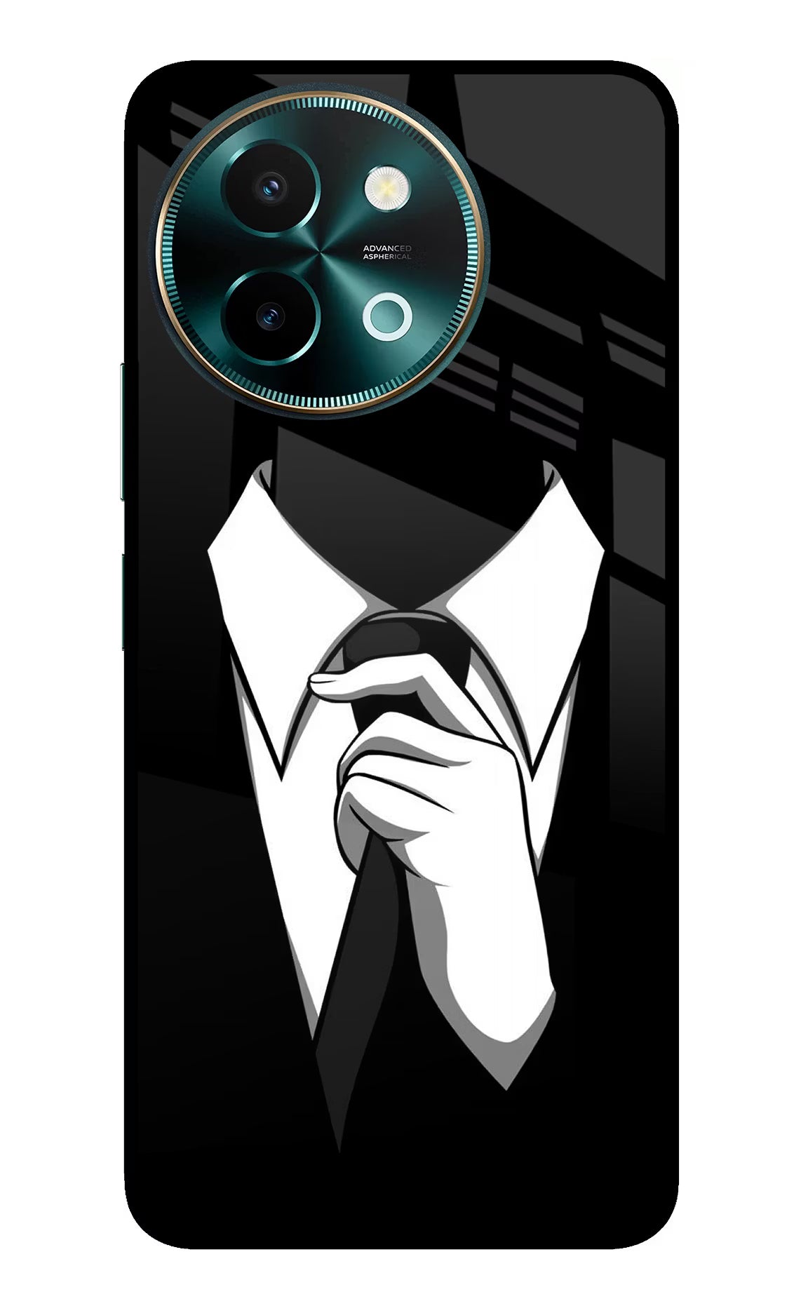 Black Tie Vivo Y58 5G Glass Case Back Cover by Casekaro