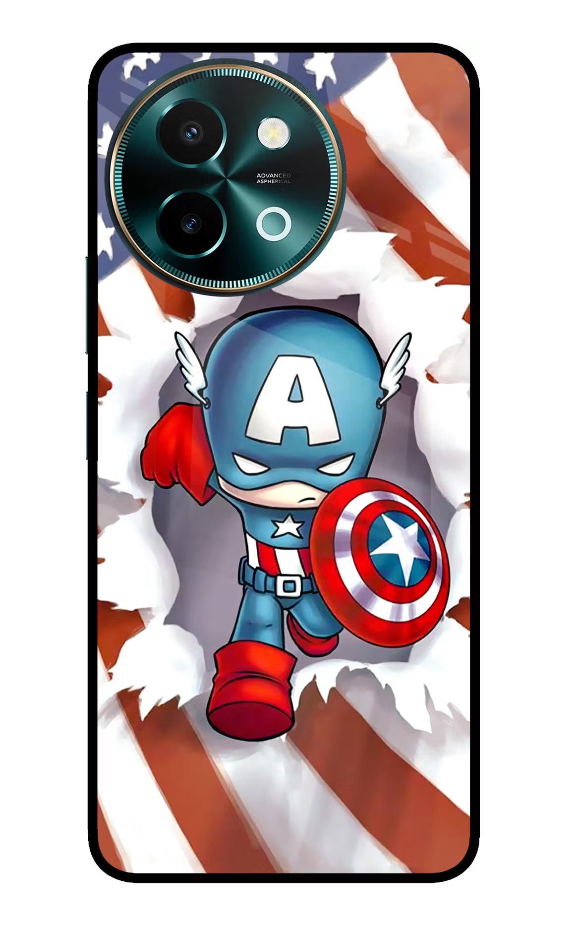 Captain America Vivo Y58 5G Glass Case Back Cover by Casekaro