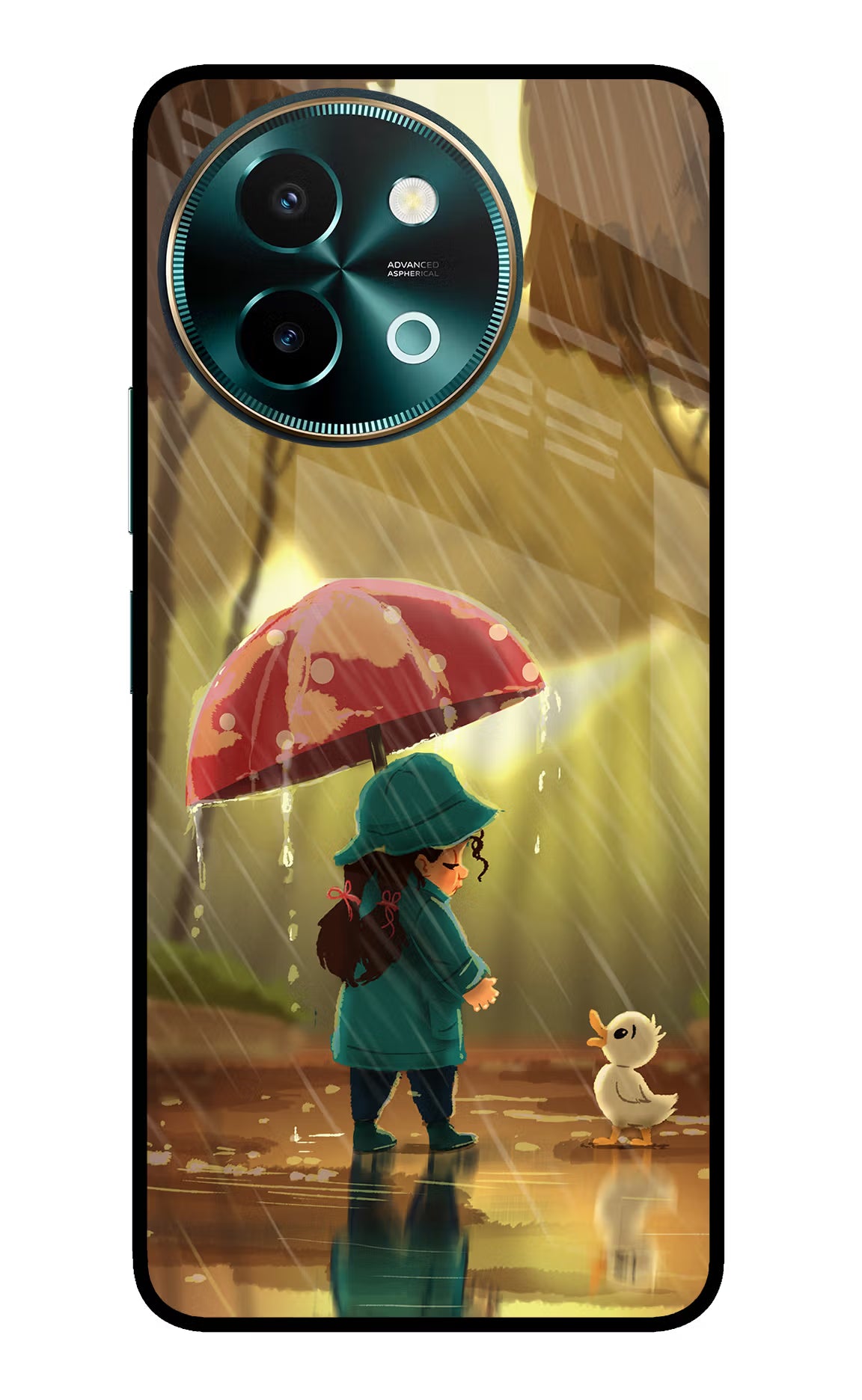 Rainy Day Vivo Y58 5G Glass Case Back Cover by Casekaro