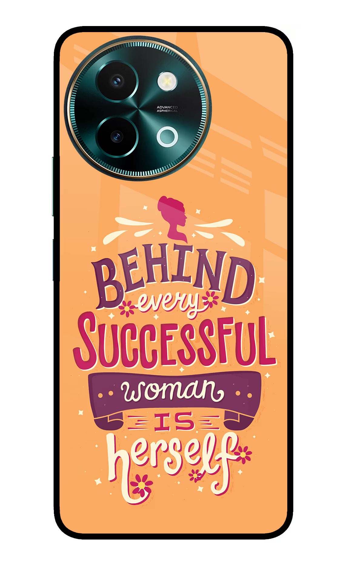 Behind Every Successful Woman There Is Herself Vivo Y58 5G Glass Case Back Cover by Casekaro