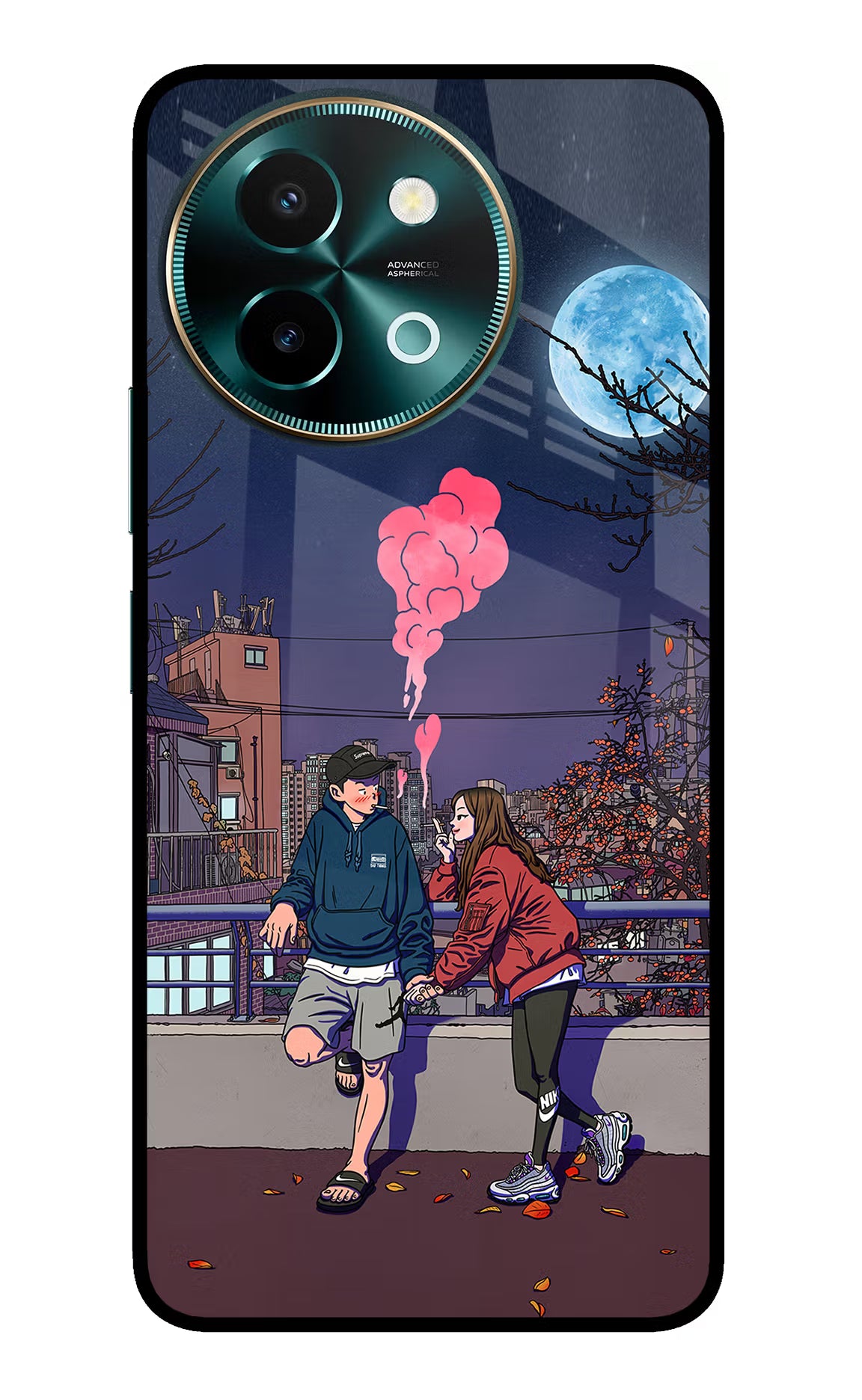 Chilling Couple Vivo Y58 5G Glass Case Back Cover by Casekaro