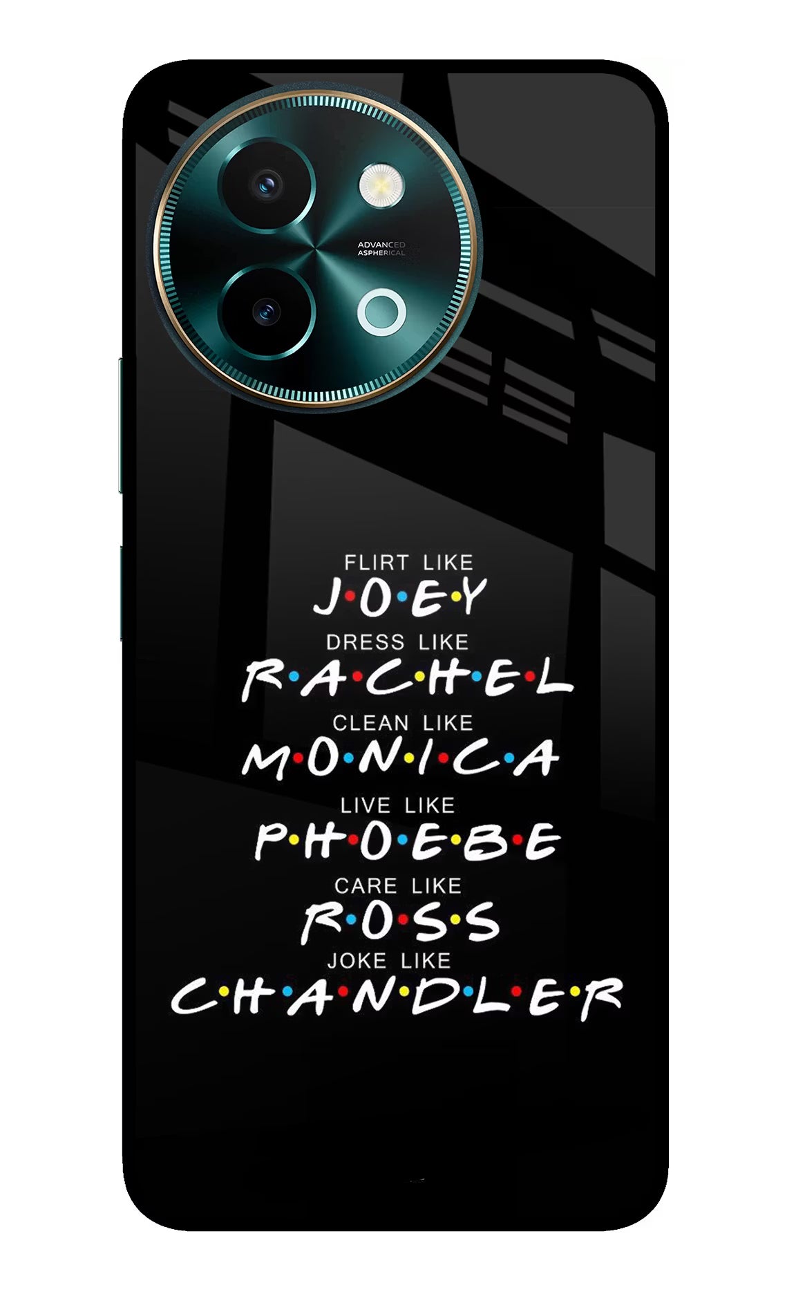 FRIENDS Character Vivo Y58 5G Glass Case Back Cover by Casekaro