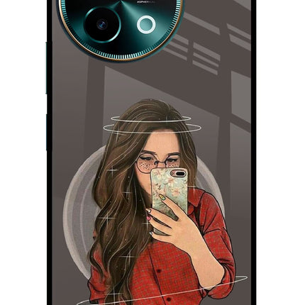 Selfie Queen Vivo Y58 5G Glass Case Back Cover by Casekaro