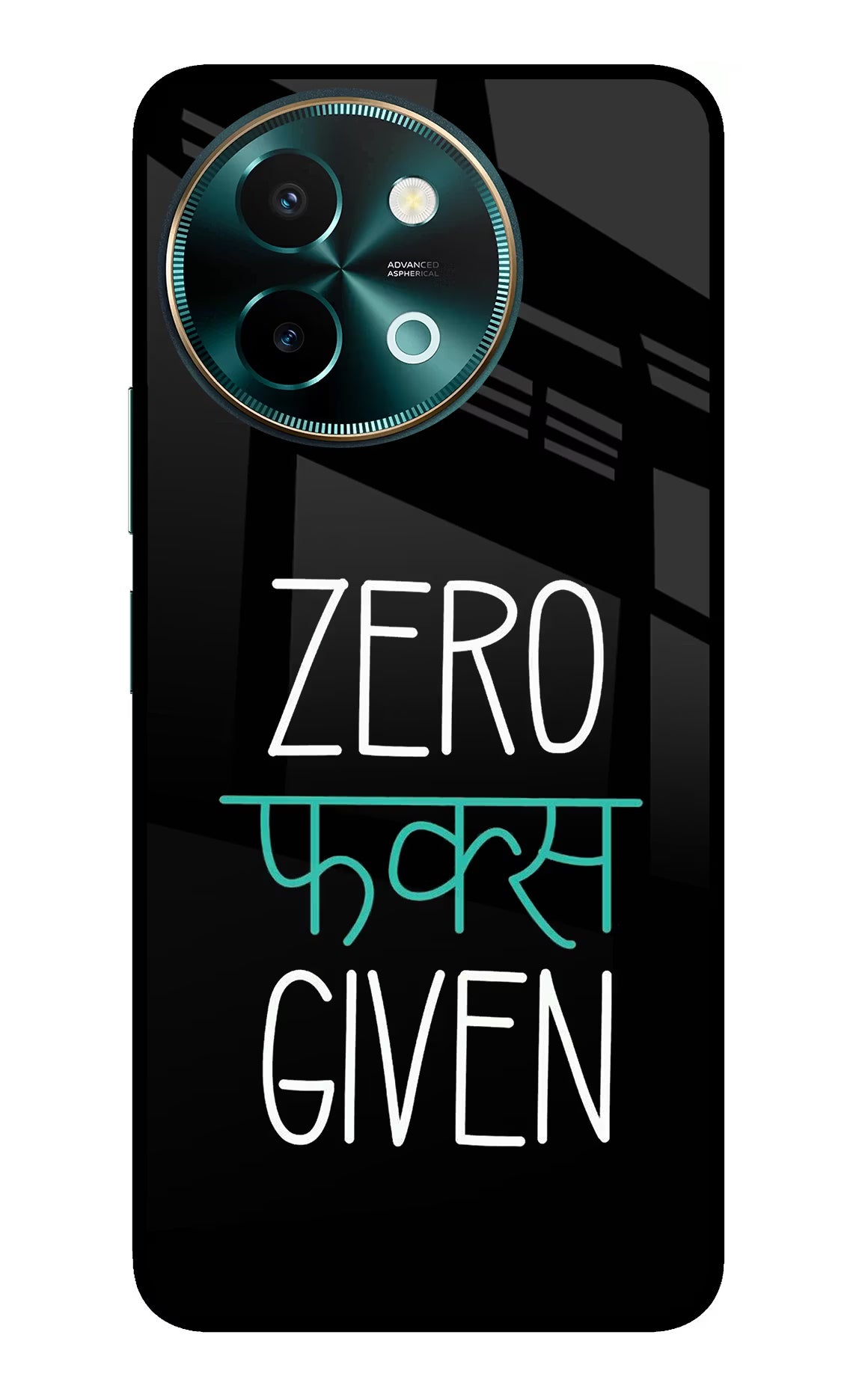 Zero Fucks Given Vivo Y58 5G Glass Case Back Cover by Casekaro