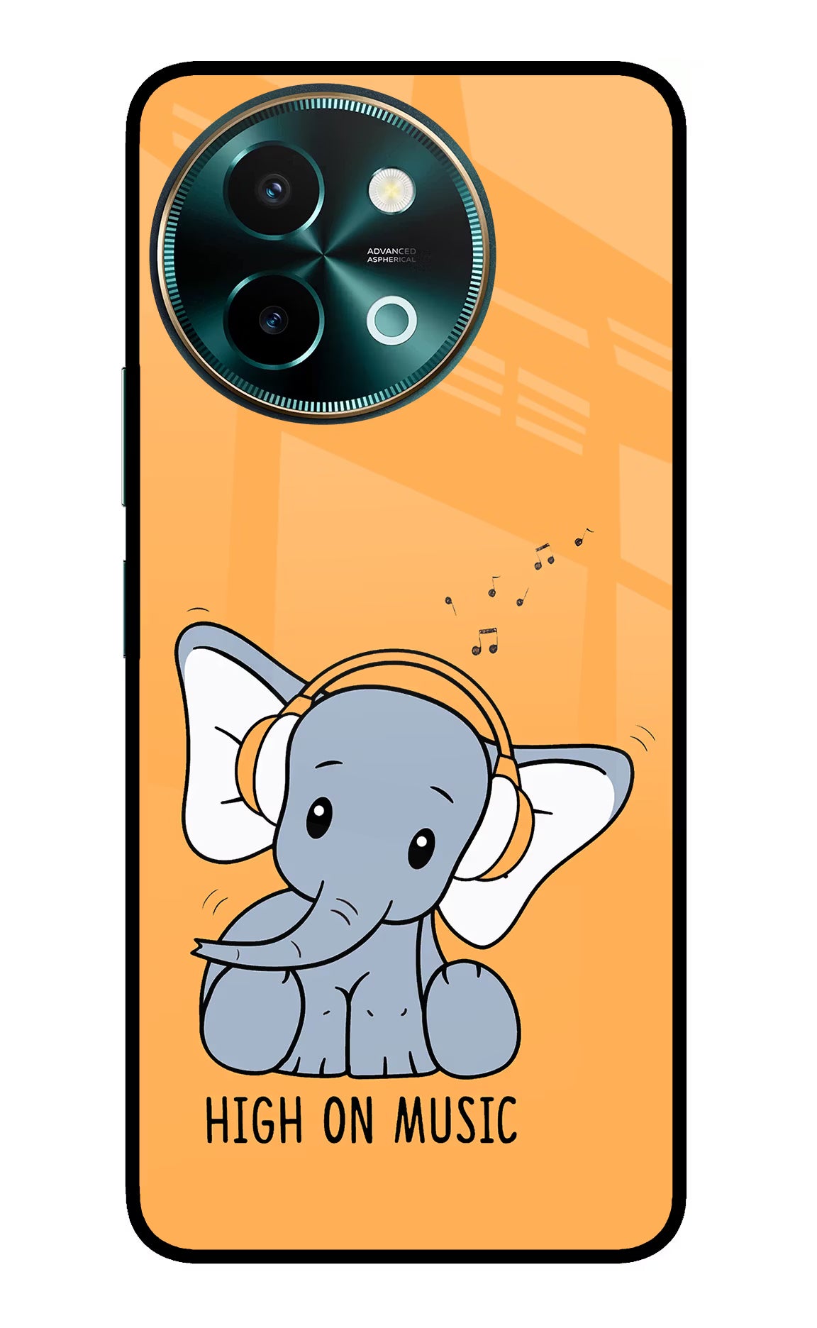 High On Music Vivo Y58 5G Glass Case Back Cover by Casekaro