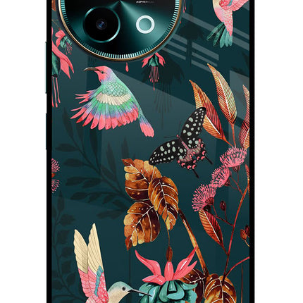Birds Vivo Y58 5G Glass Case Back Cover by Casekaro