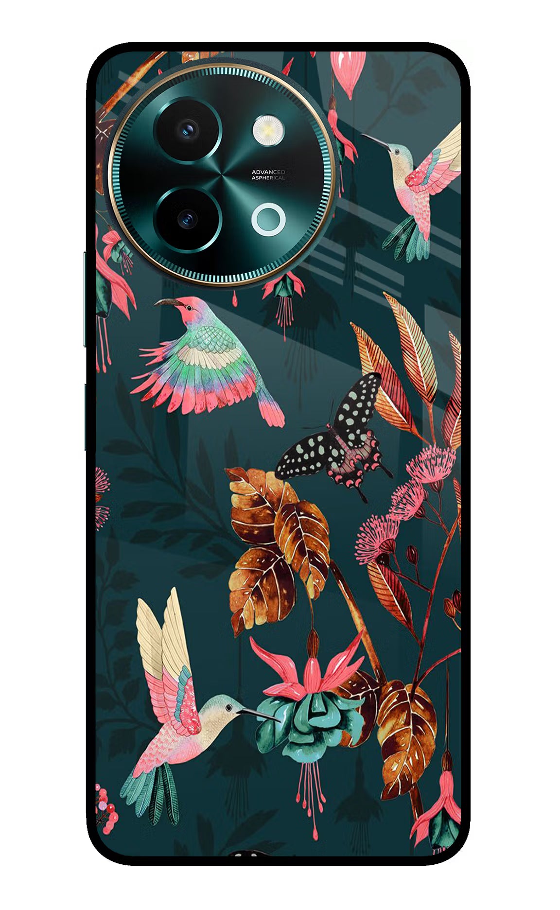 Birds Vivo Y58 5G Glass Case Back Cover by Casekaro