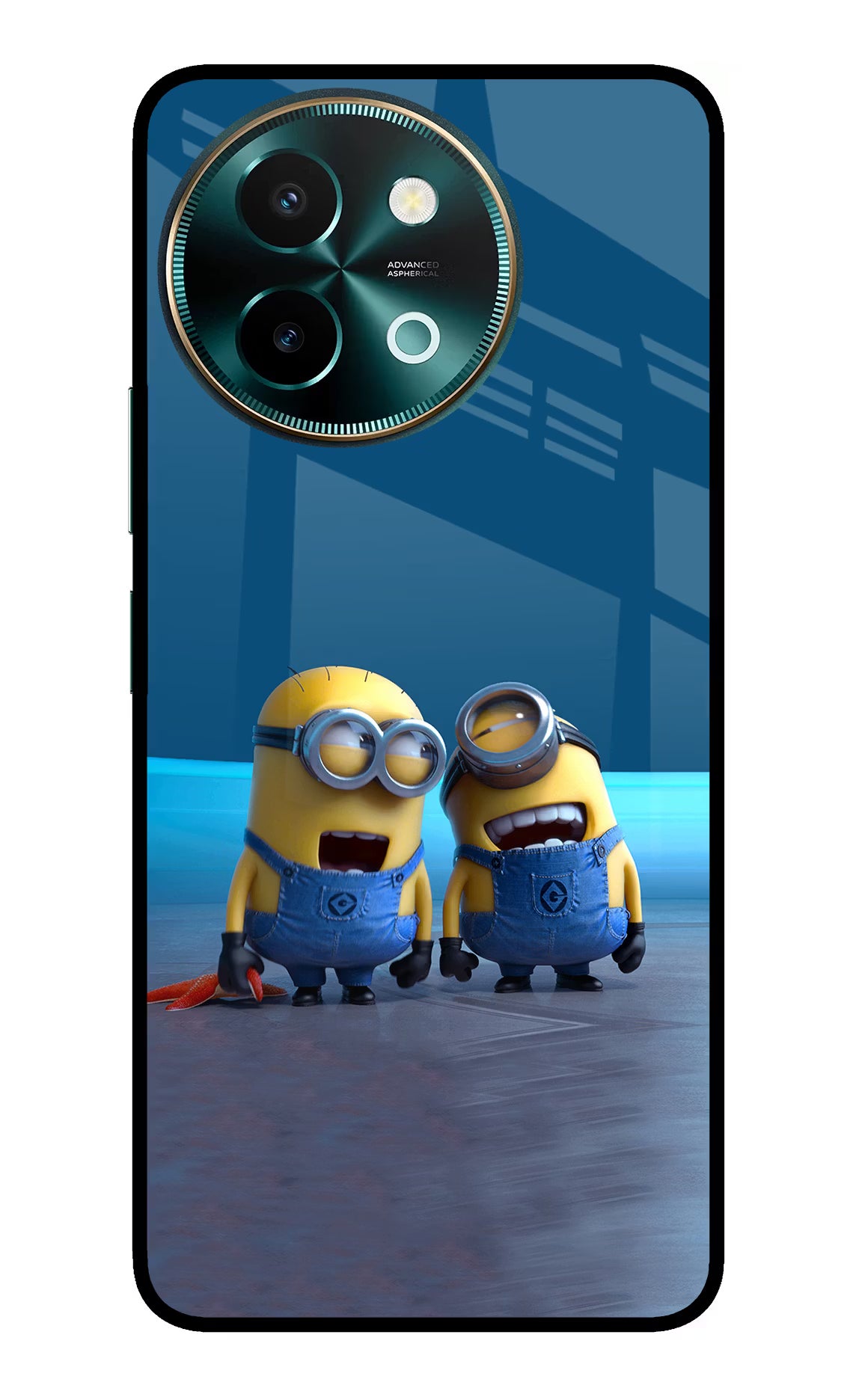 Minion Laughing Vivo Y58 5G Glass Case Back Cover by Casekaro