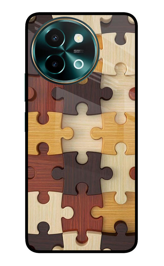 Wooden Puzzle Vivo Y58 5G Glass Case