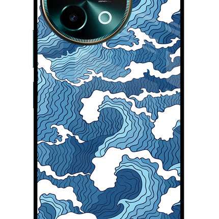 Blue Waves Vivo Y58 5G Glass Case Back Cover by Casekaro