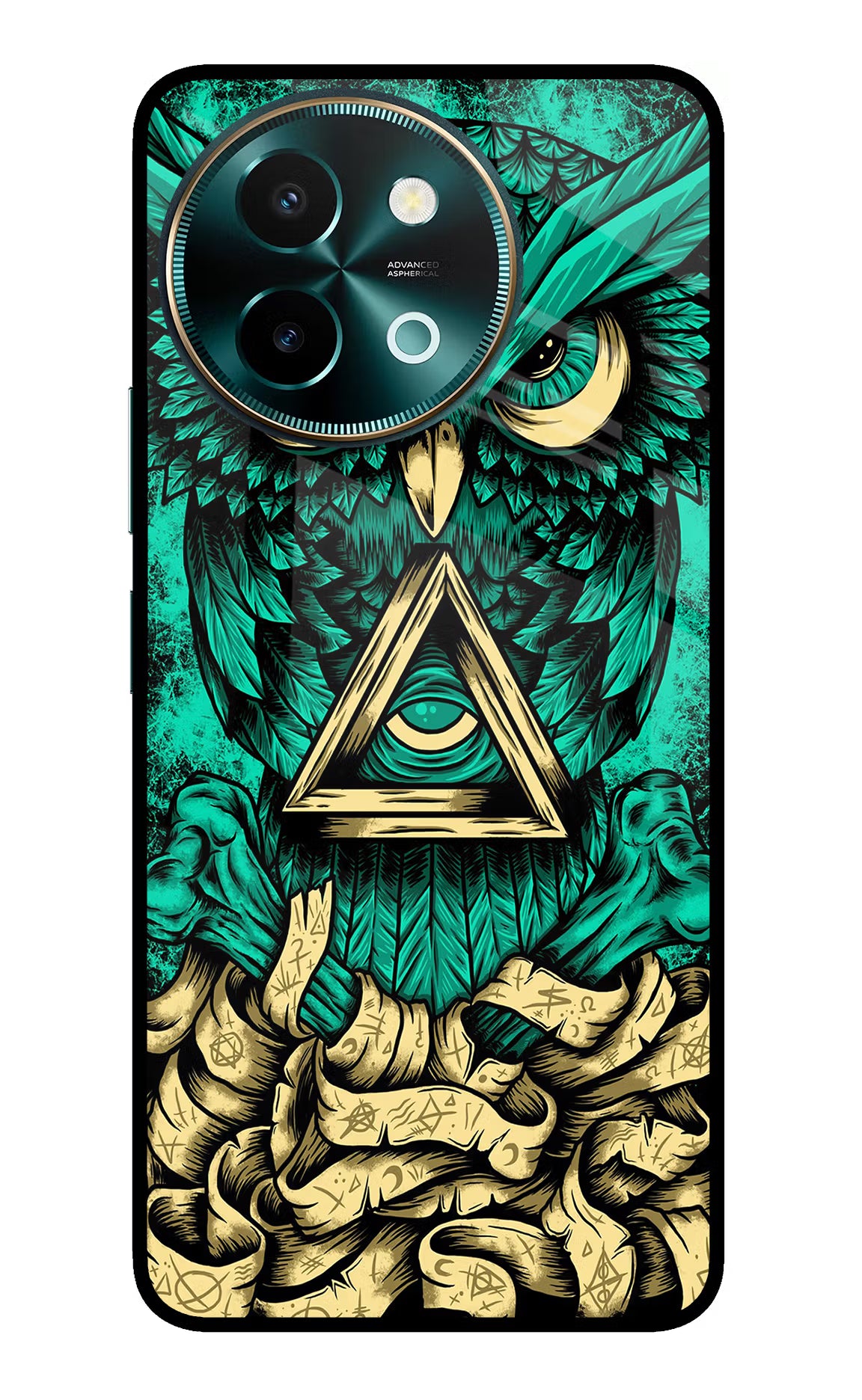Green Owl Vivo Y58 5G Glass Case Back Cover by Casekaro