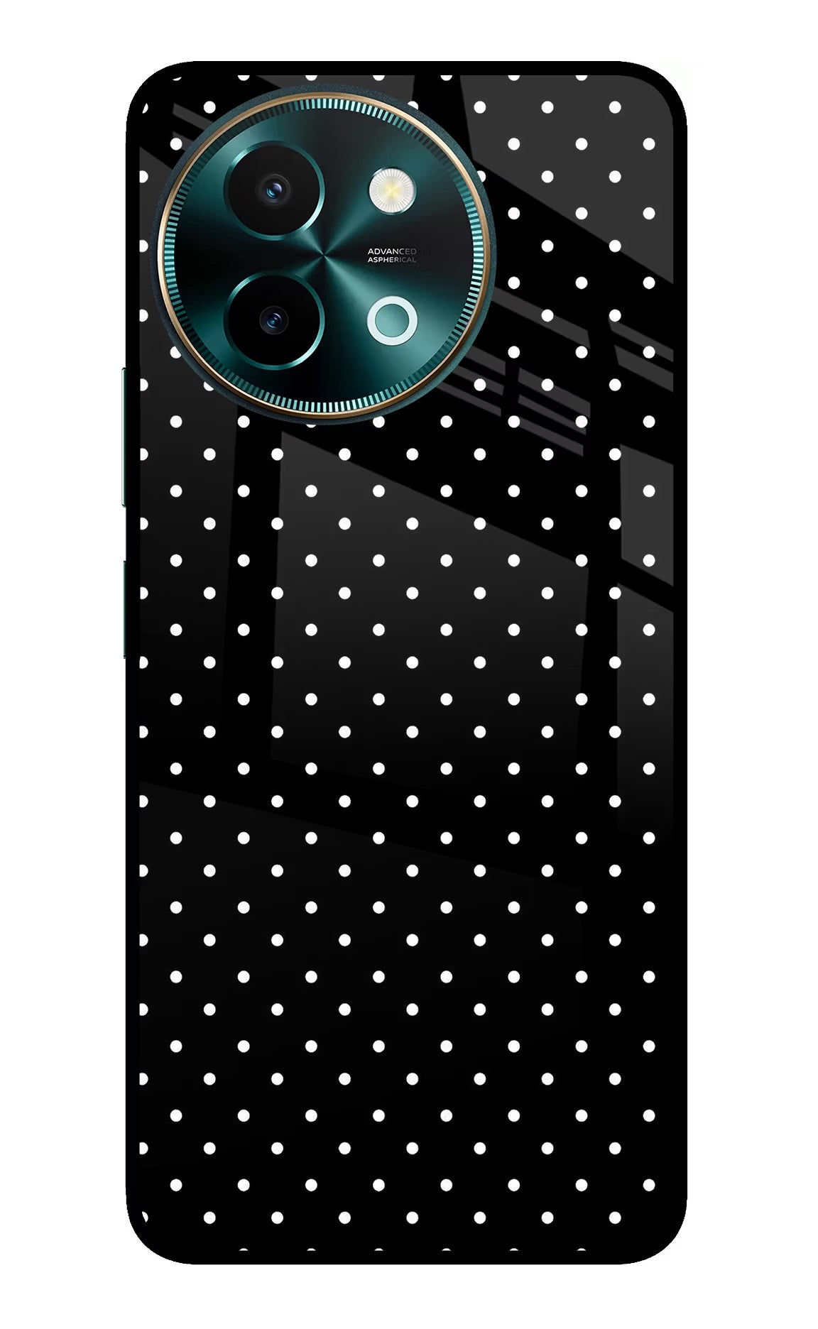 White Dots Vivo Y58 5G Glass Case Back Cover by Casekaro