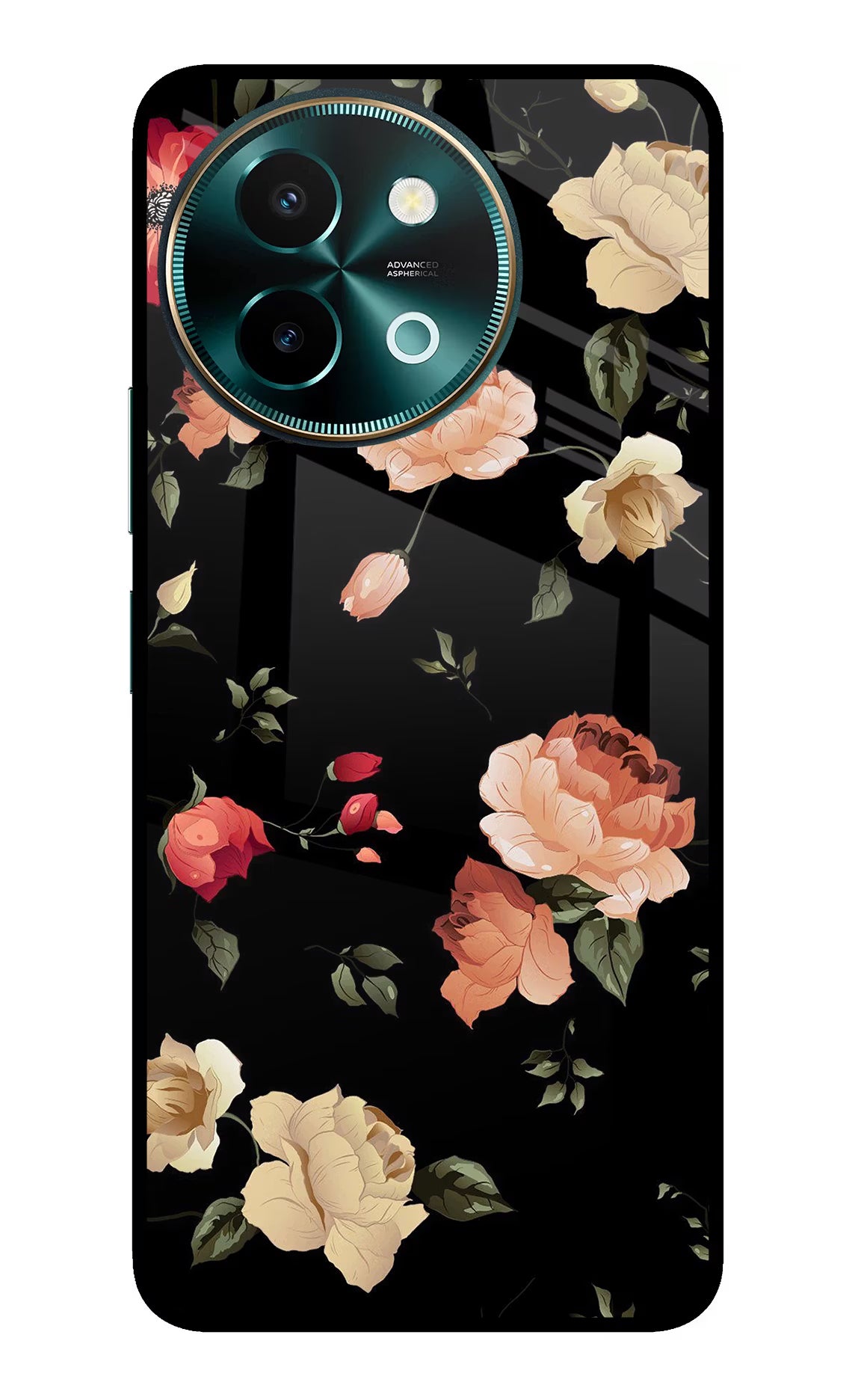 Flowers Vivo Y58 5G Glass Case Back Cover by Casekaro