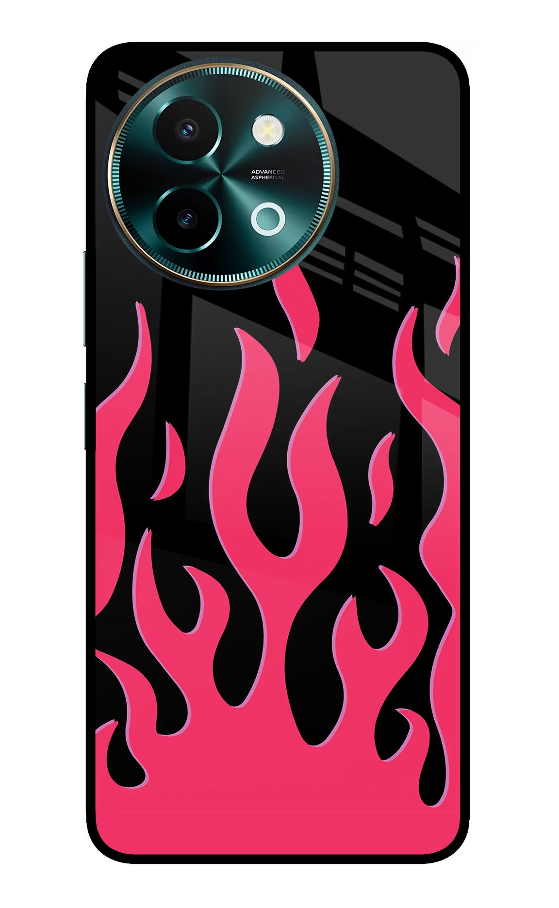 Fire Flames Vivo Y58 5G Glass Case Back Cover by Casekaro