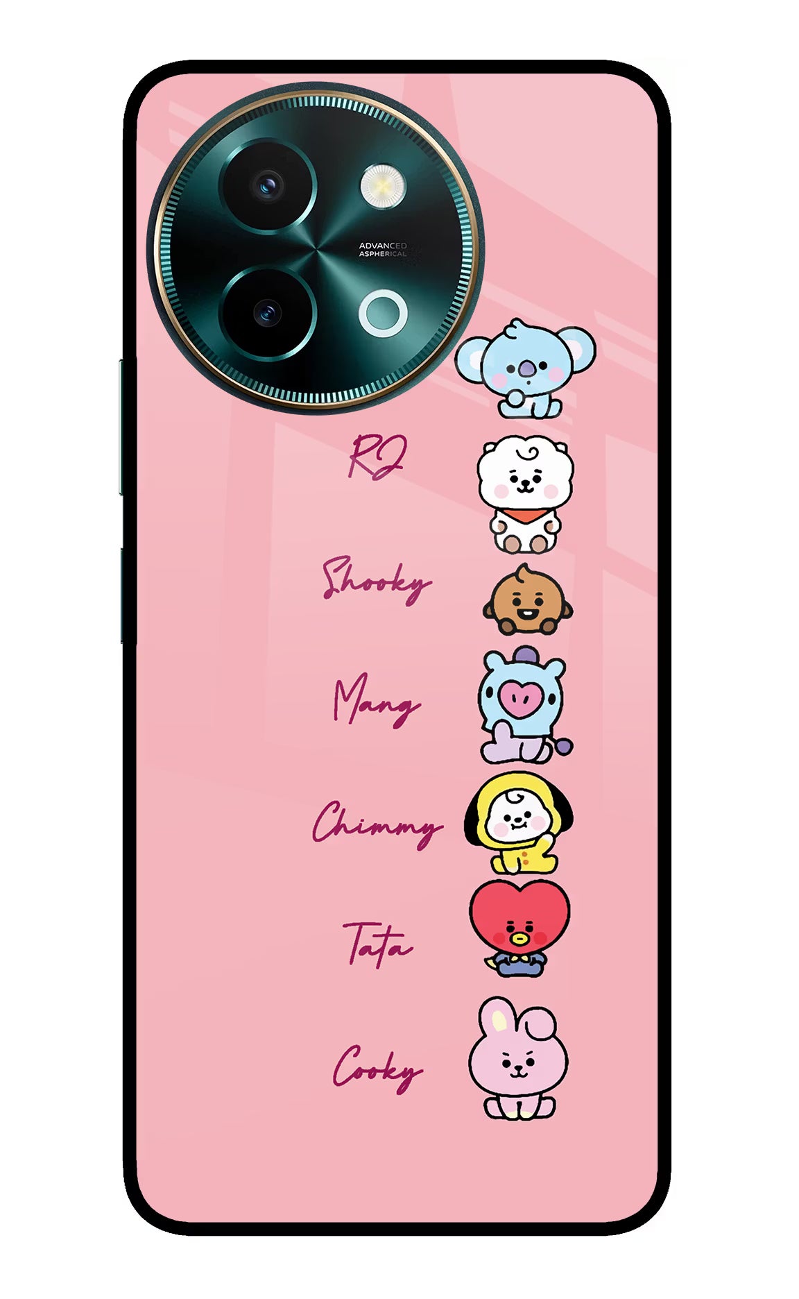 BTS names Vivo Y58 5G Glass Case Back Cover by Casekaro
