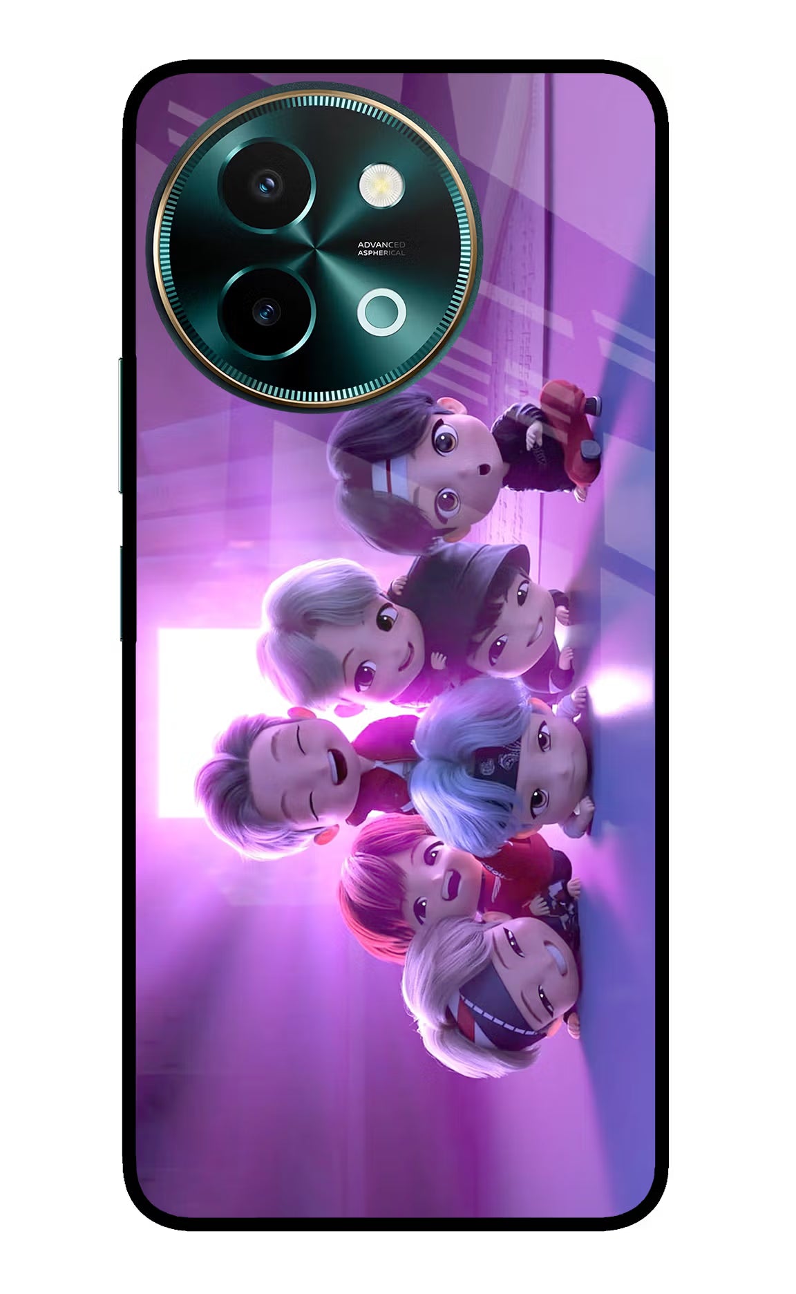 BTS Chibi Vivo Y58 5G Glass Case Back Cover by Casekaro