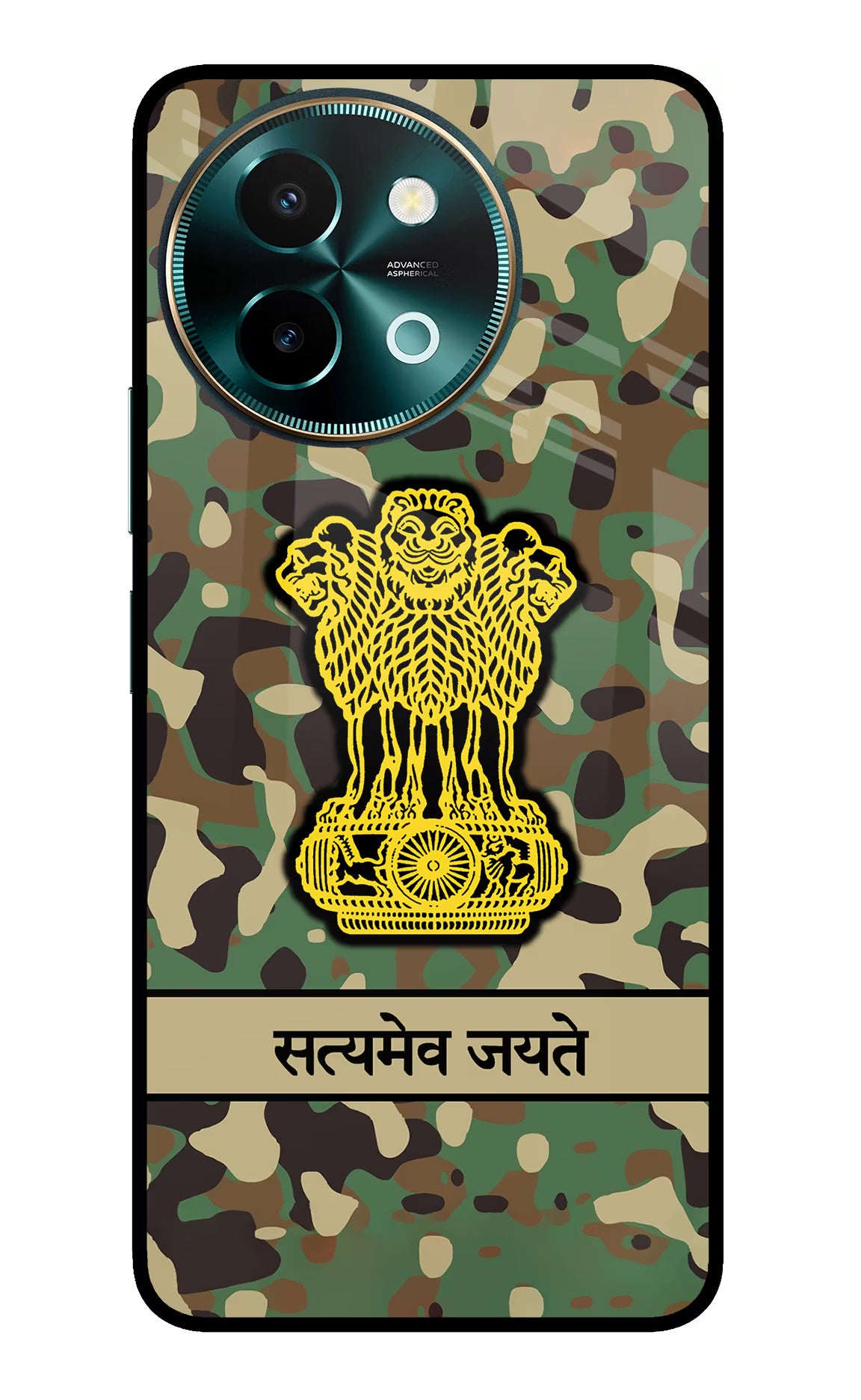 Satyamev Jayate Army Vivo Y58 5G Glass Case Back Cover by Casekaro