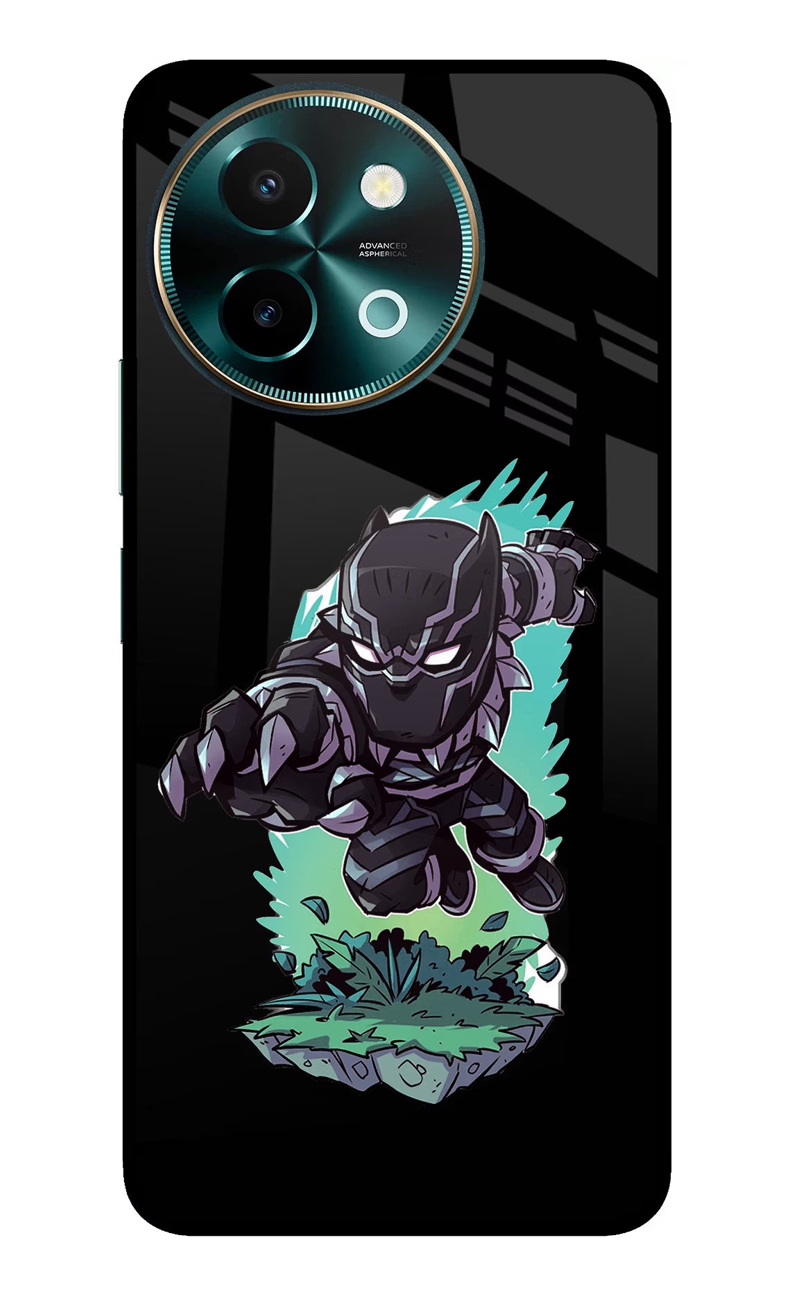 Black Panther Vivo Y58 5G Glass Case Back Cover by Casekaro