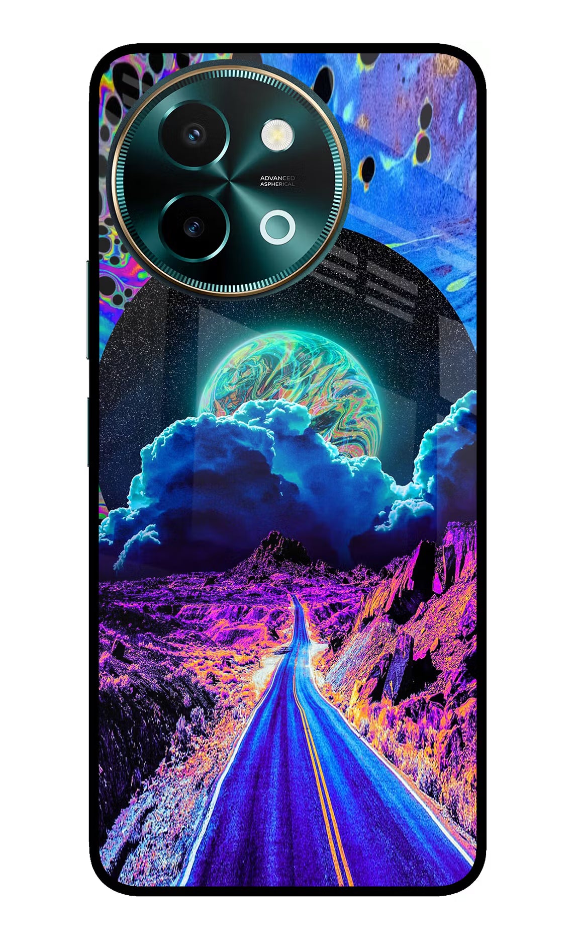 Psychedelic Painting Vivo Y58 5G Glass Case Back Cover by Casekaro