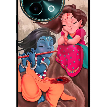Radhe Krishna Vivo Y58 5G Glass Case Back Cover by Casekaro