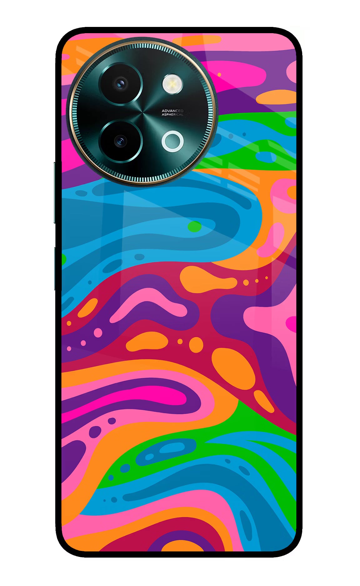 Trippy Pattern Vivo Y58 5G Glass Case Back Cover by Casekaro