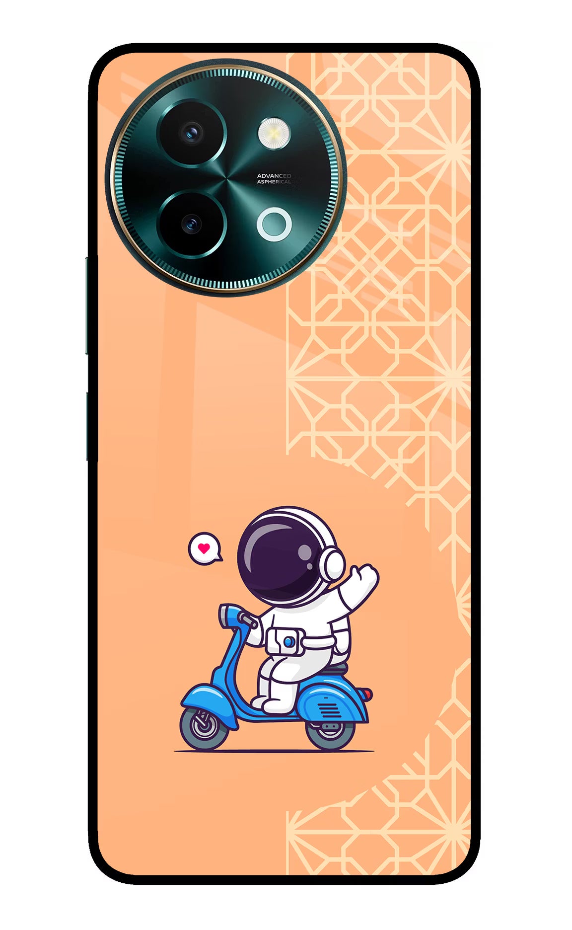 Cute Astronaut Riding Vivo Y58 5G Glass Case Back Cover by Casekaro