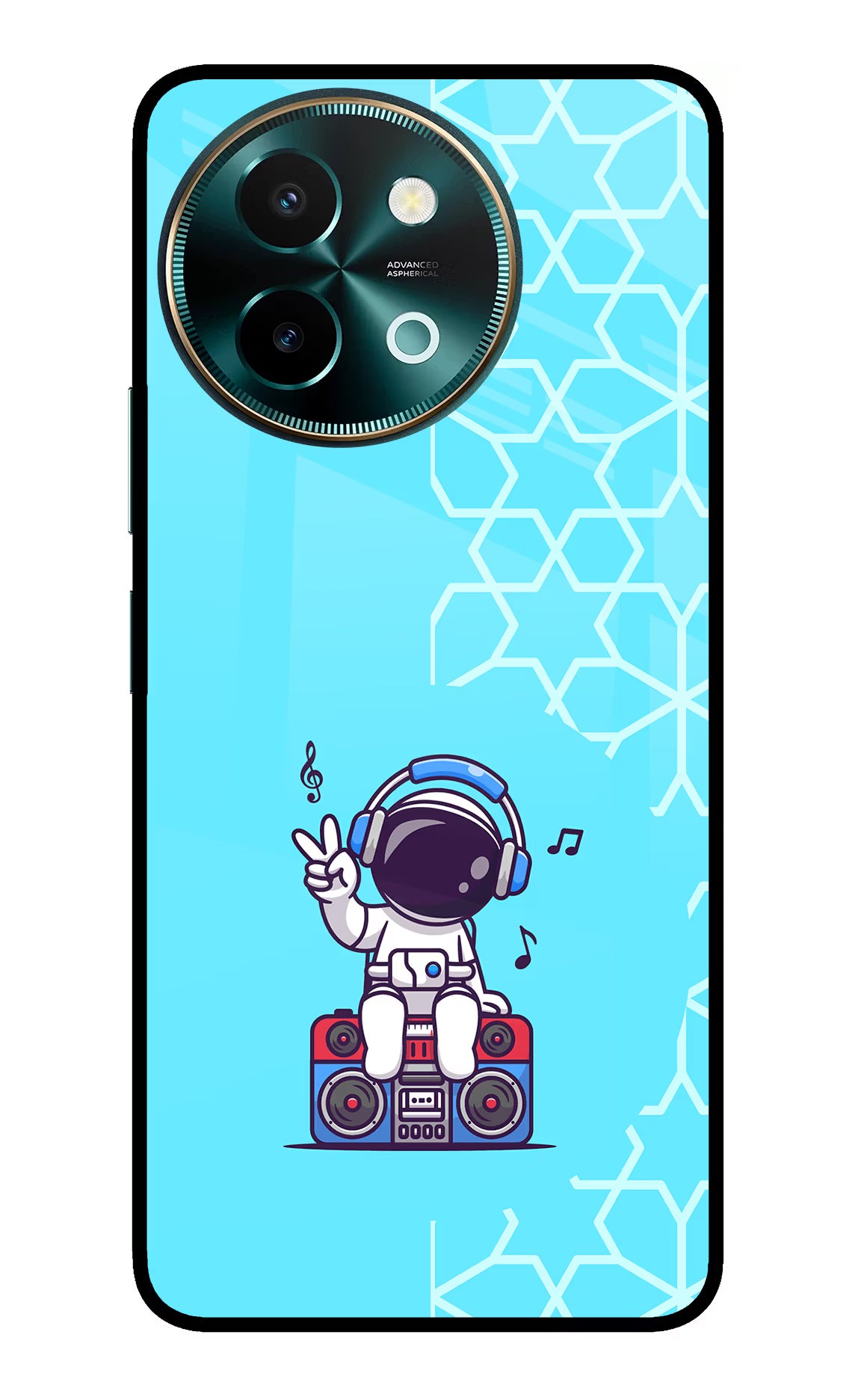 Cute Astronaut Chilling Vivo Y58 5G Glass Case Back Cover by Casekaro