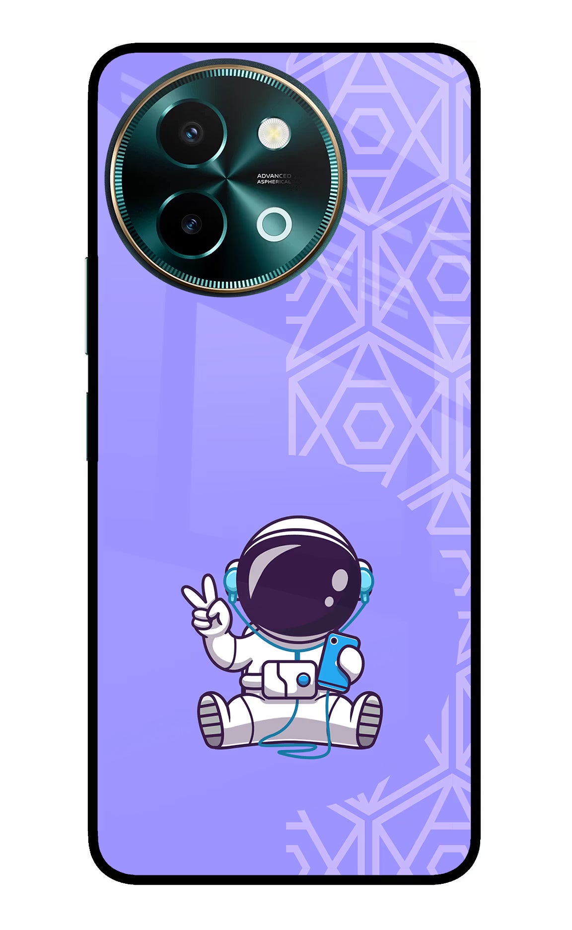 Cute Astronaut Chilling Vivo Y58 5G Glass Case Back Cover by Casekaro