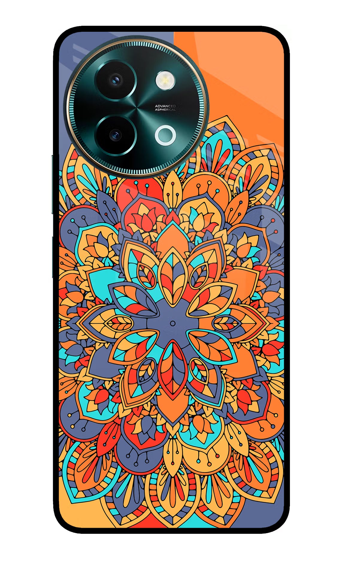 Color Mandala Vivo Y58 5G Glass Case Back Cover by Casekaro