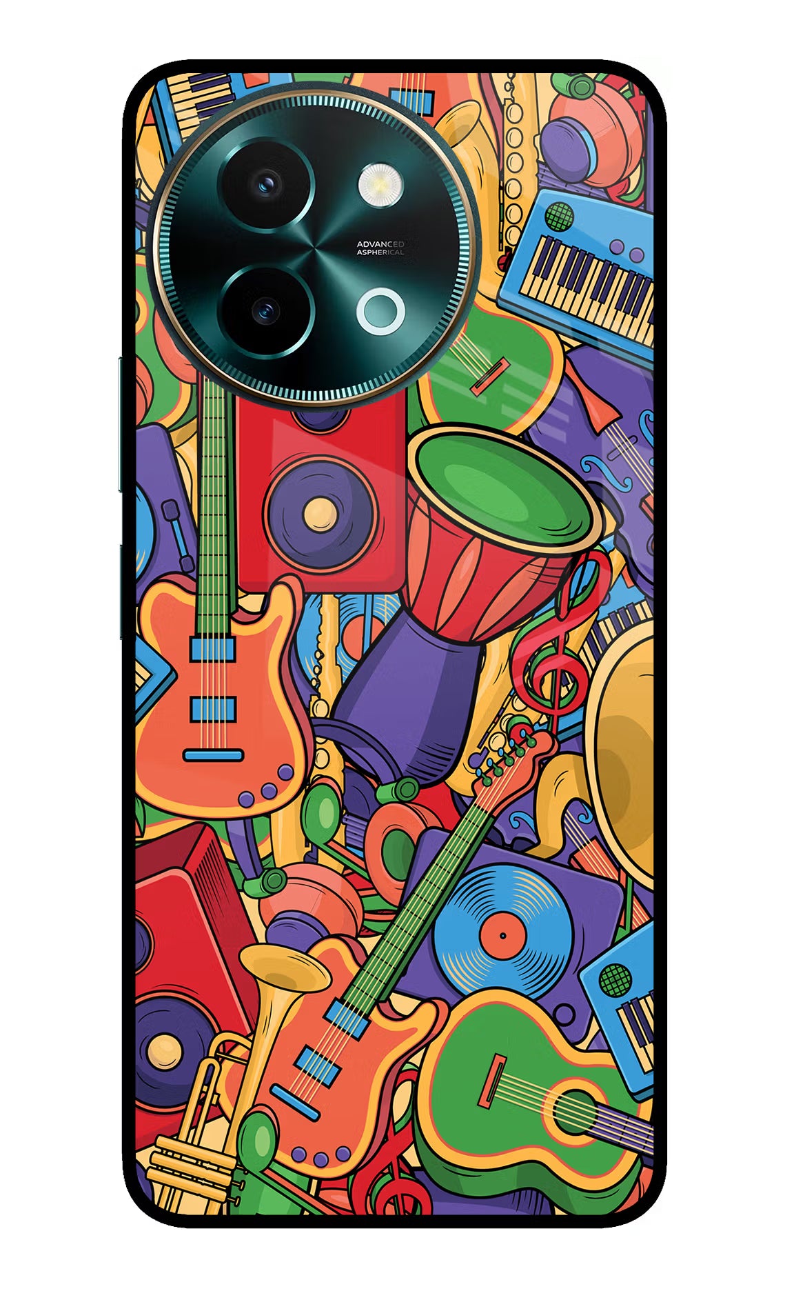 Music Instrument Doodle Vivo Y58 5G Glass Case Back Cover by Casekaro
