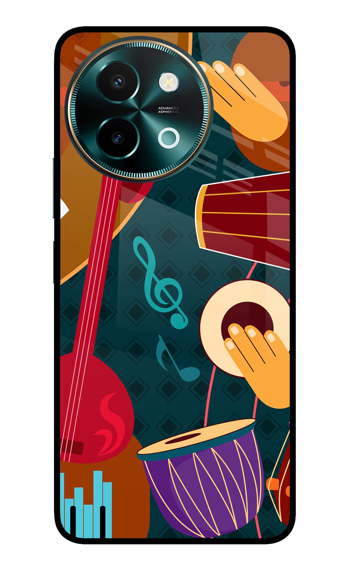 Music Instrument Vivo Y58 5G Glass Case Back Cover by Casekaro