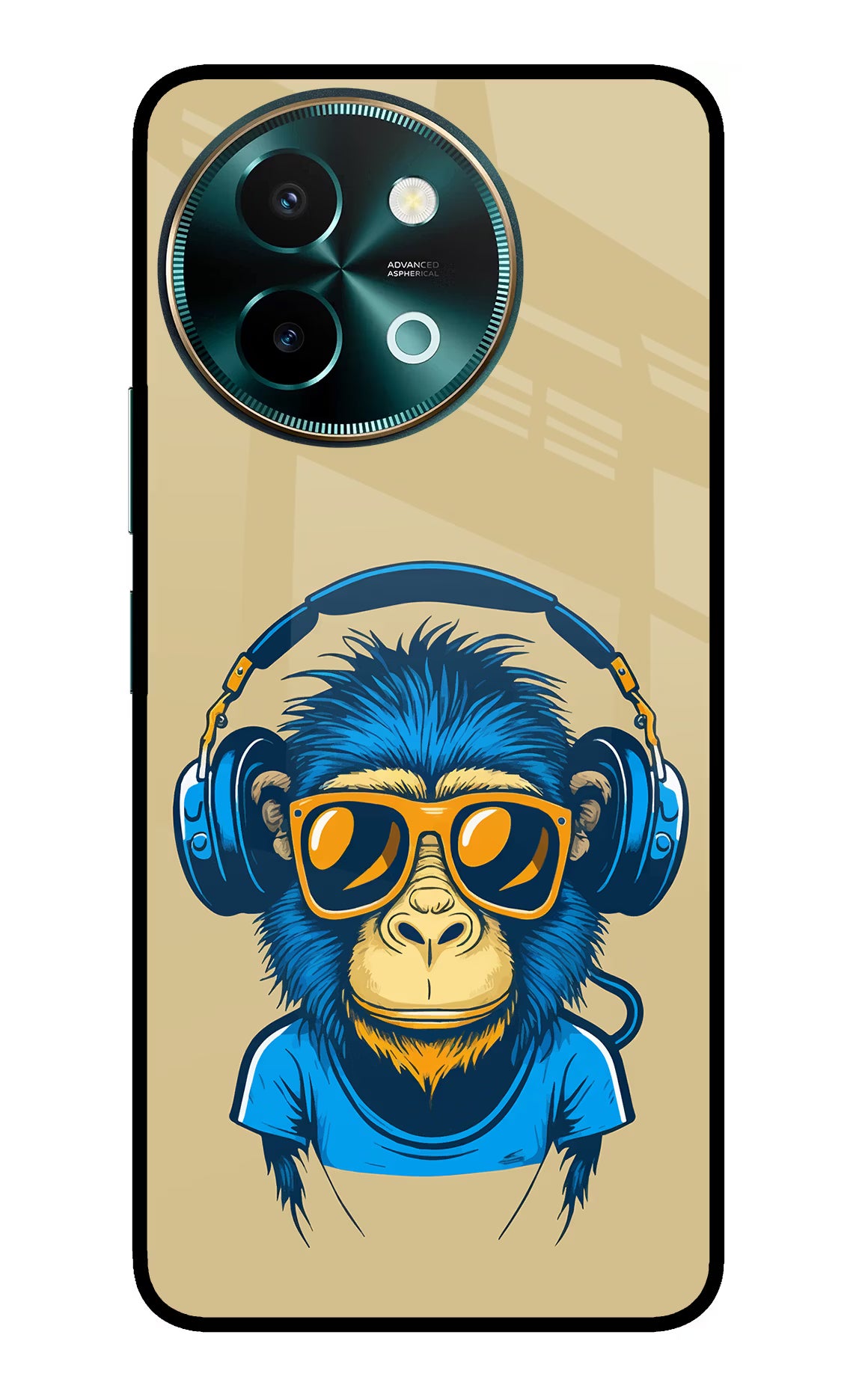 Monkey Headphone Vivo Y58 5G Glass Case Back Cover by Casekaro