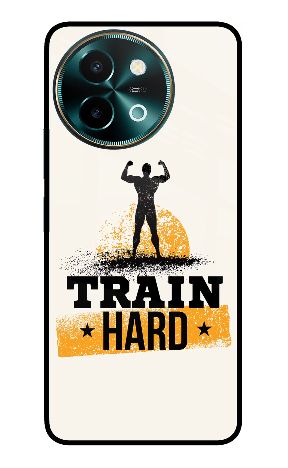 Train Hard Vivo Y58 5G Glass Case Back Cover by Casekaro