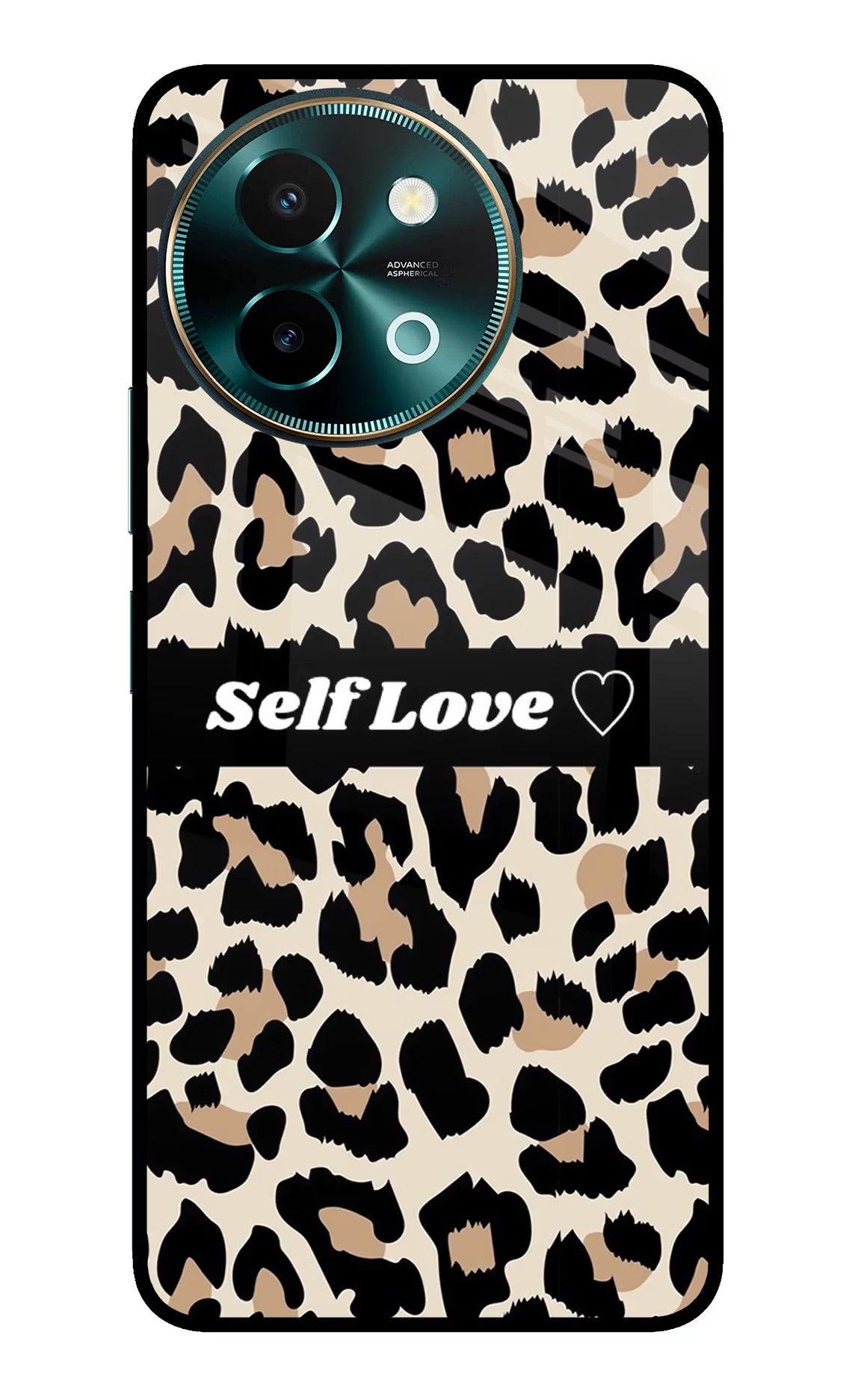 Leopard Print Self Love Vivo Y58 5G Glass Case Back Cover by Casekaro
