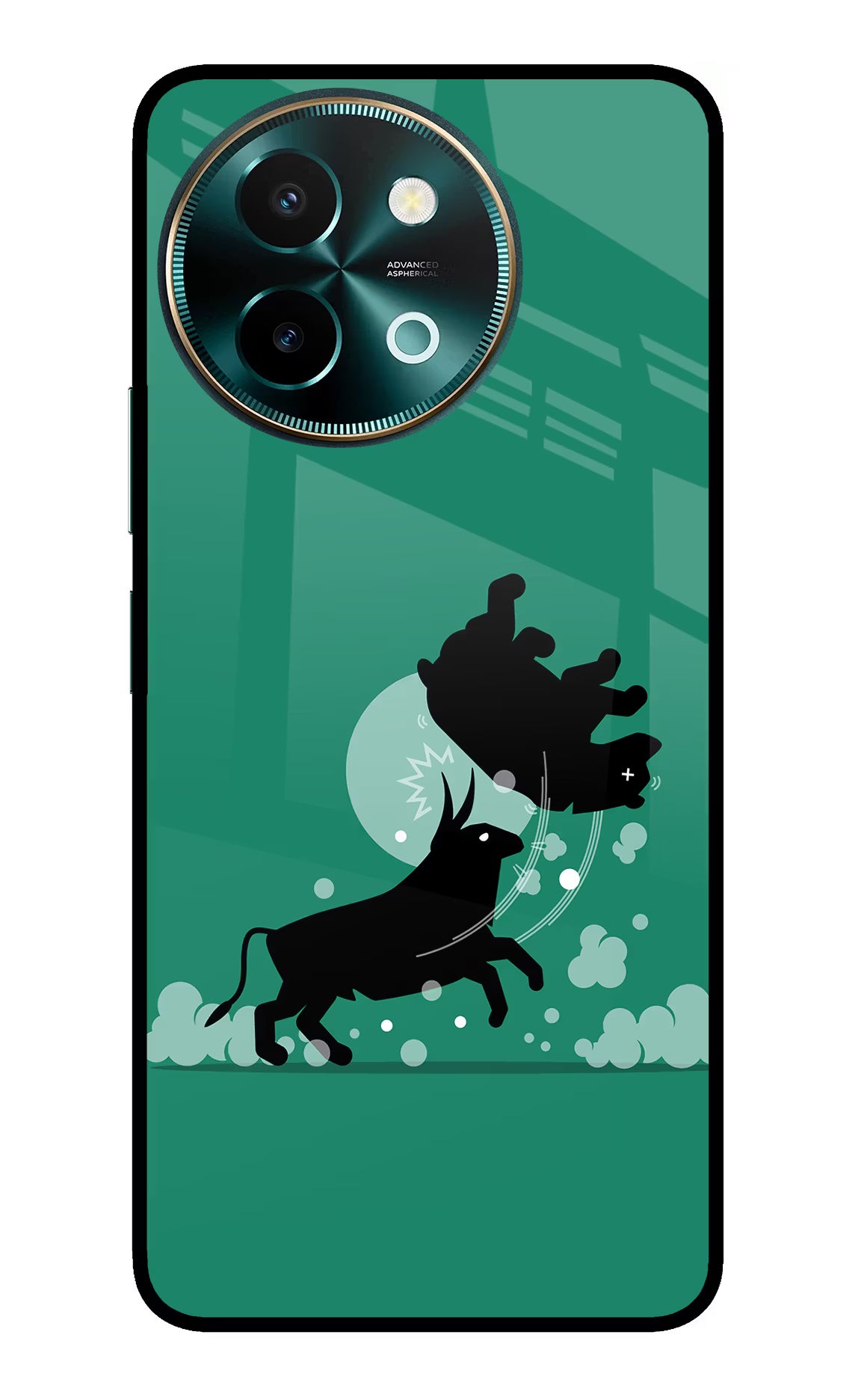 Bull Conqueror Vivo Y58 5G Glass Case Back Cover by Casekaro