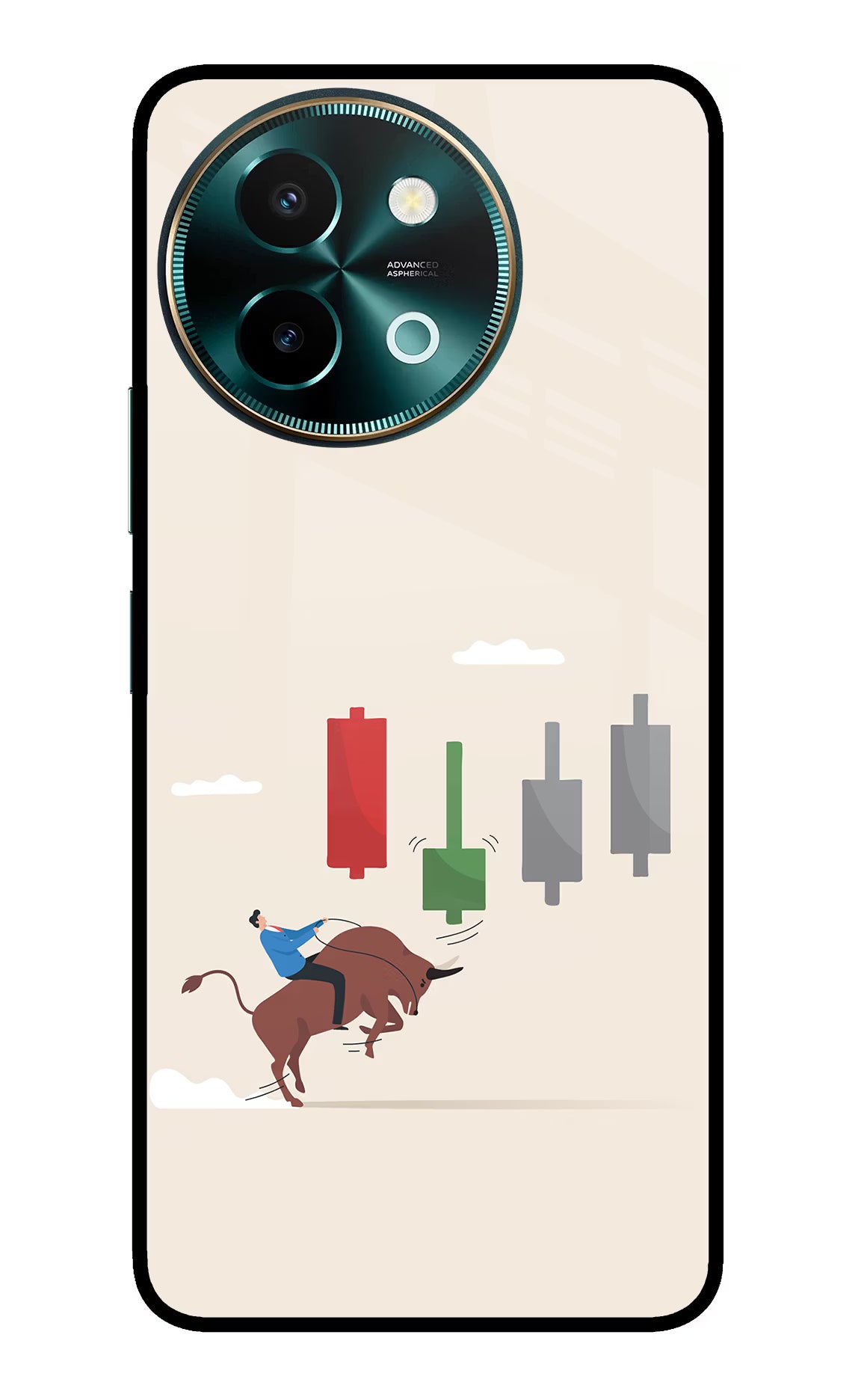 Bull Trading Momentum Vivo Y58 5G Glass Case Back Cover by Casekaro