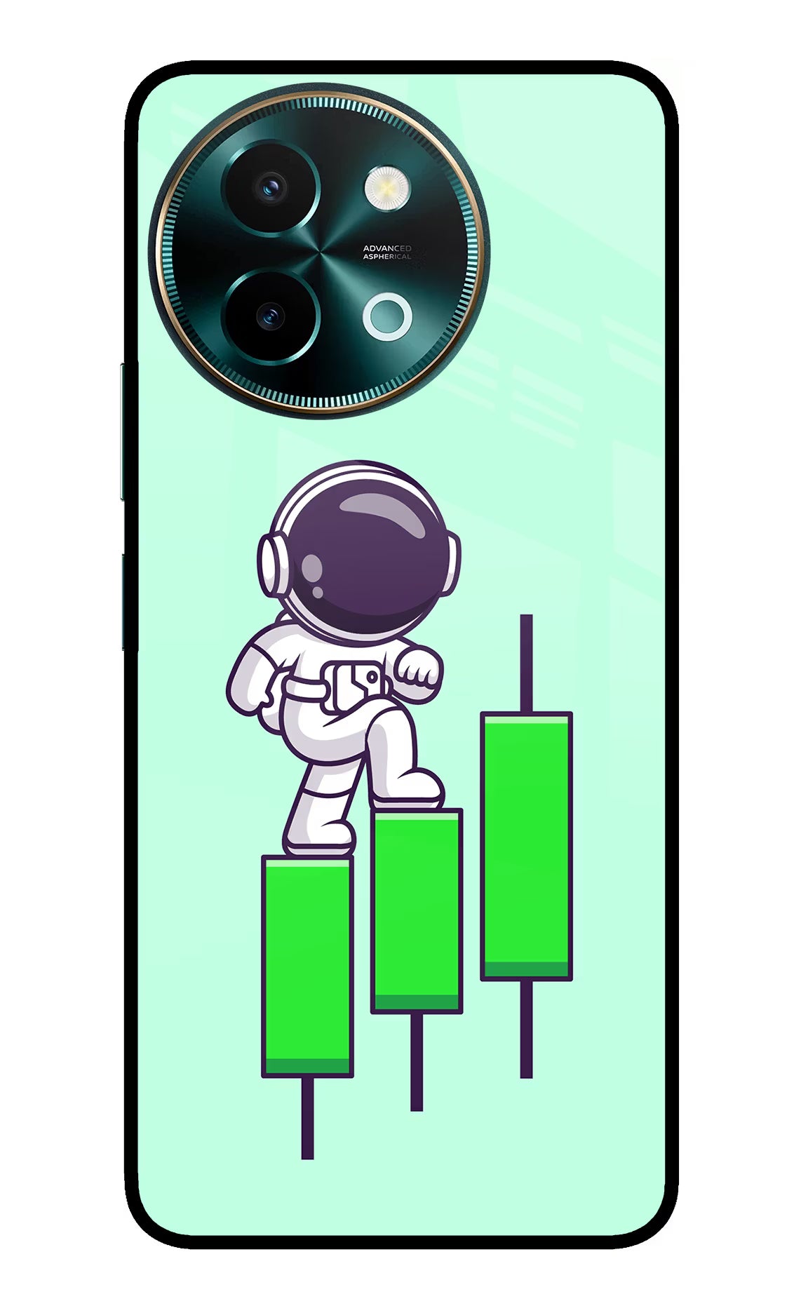 Astronaut Trader Vivo Y58 5G Glass Case Back Cover by Casekaro