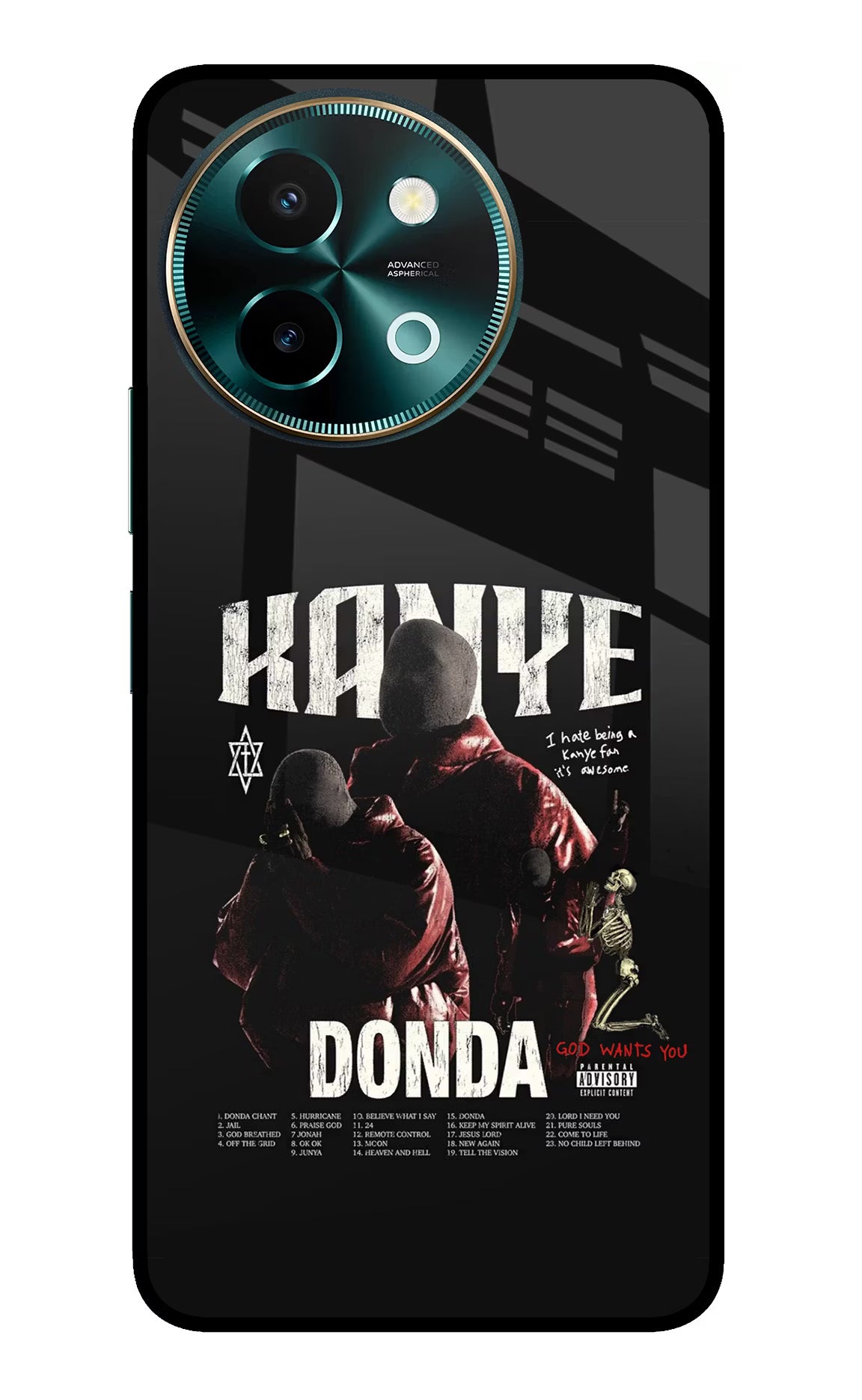 Donda Kanye West Vivo Y58 5G Glass Case Back Cover by Casekaro