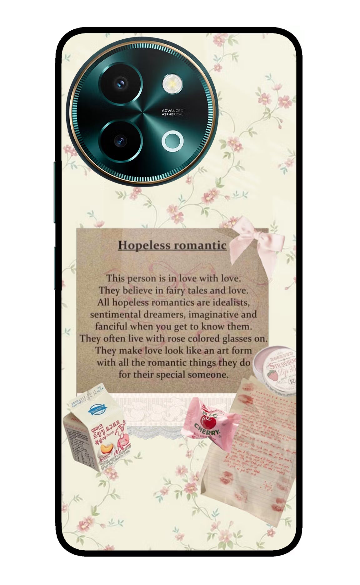 Hopeless Romantic Vivo Y58 5G Glass Case Back Cover by Casekaro