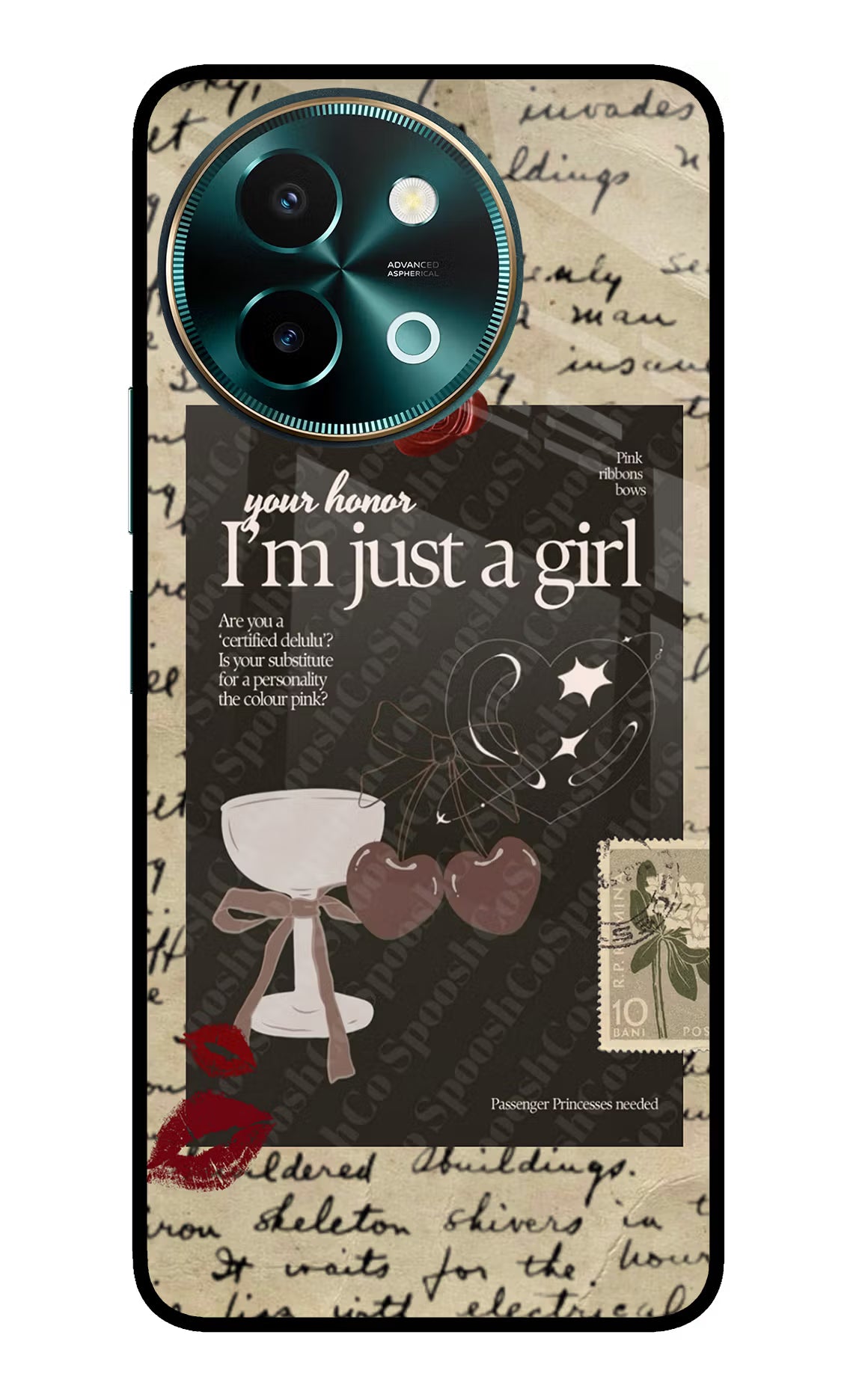 I am just a girl Vivo Y58 5G Glass Case Back Cover by Casekaro
