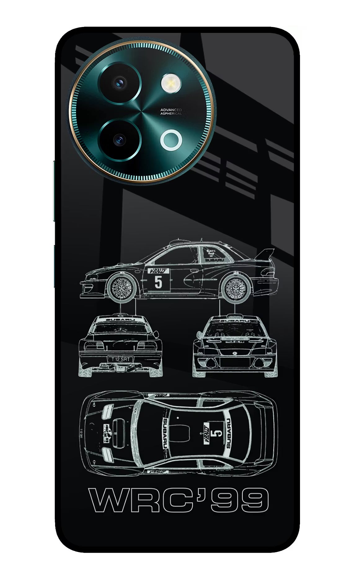 WRC'99 Vivo Y58 5G Glass Case Back Cover by Casekaro