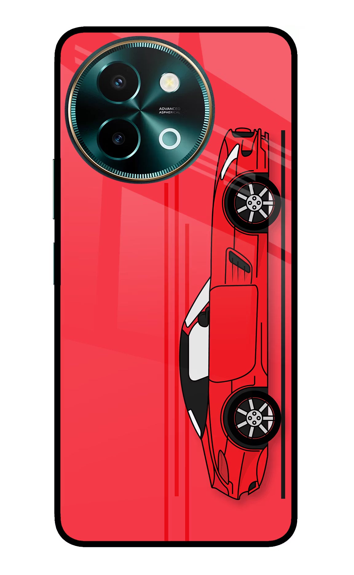 Red Velocity Vivo Y58 5G Glass Case Back Cover by Casekaro
