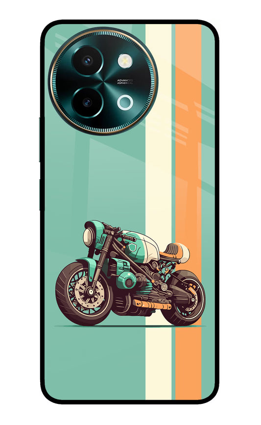 Striped Moto Drift Vivo Y58 5G Glass Case