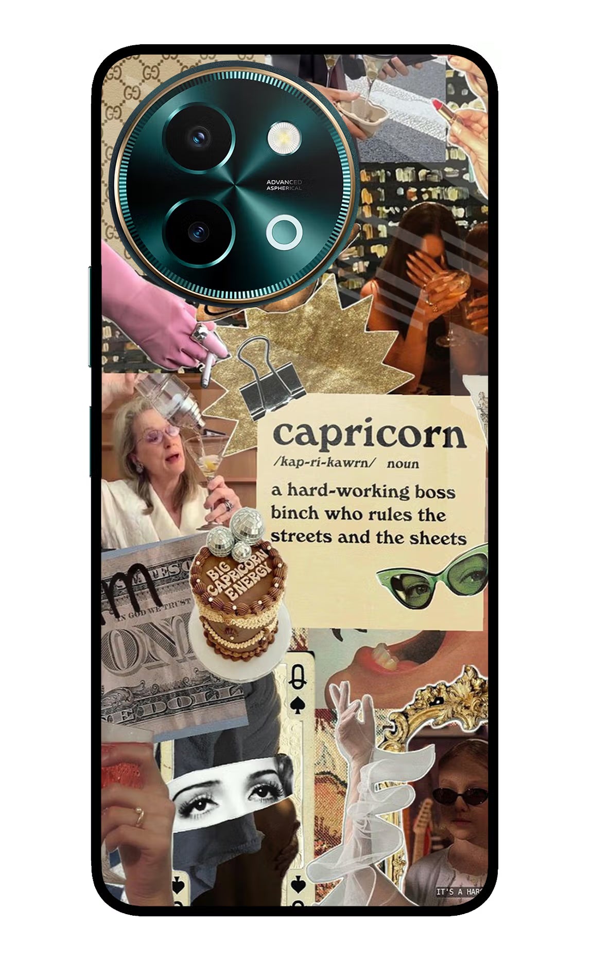 Capricorn Zodiac Vivo Y58 5G Glass Case Back Cover by Casekaro