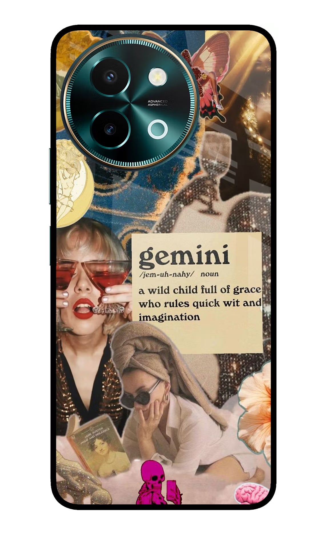 Gemini Zodiac Vivo Y58 5G Glass Case Back Cover by Casekaro
