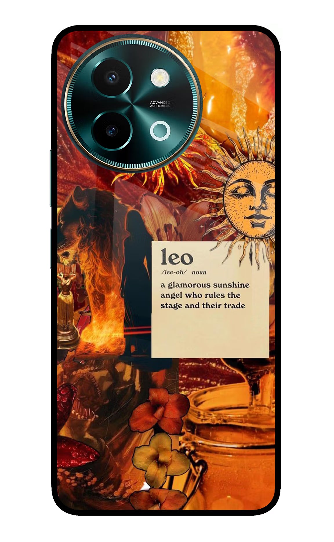 Leo Zodiac Vivo Y58 5G Glass Case Back Cover by Casekaro
