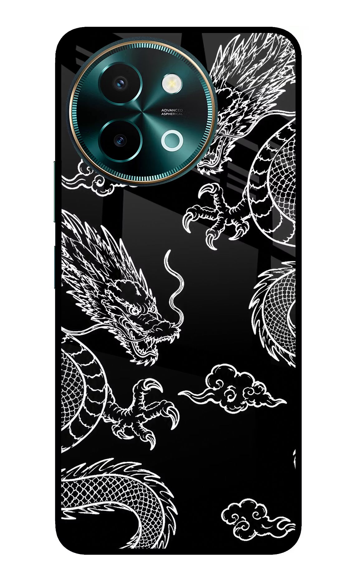 Twin Dragons Vivo Y58 5G Glass Case Back Cover by Casekaro