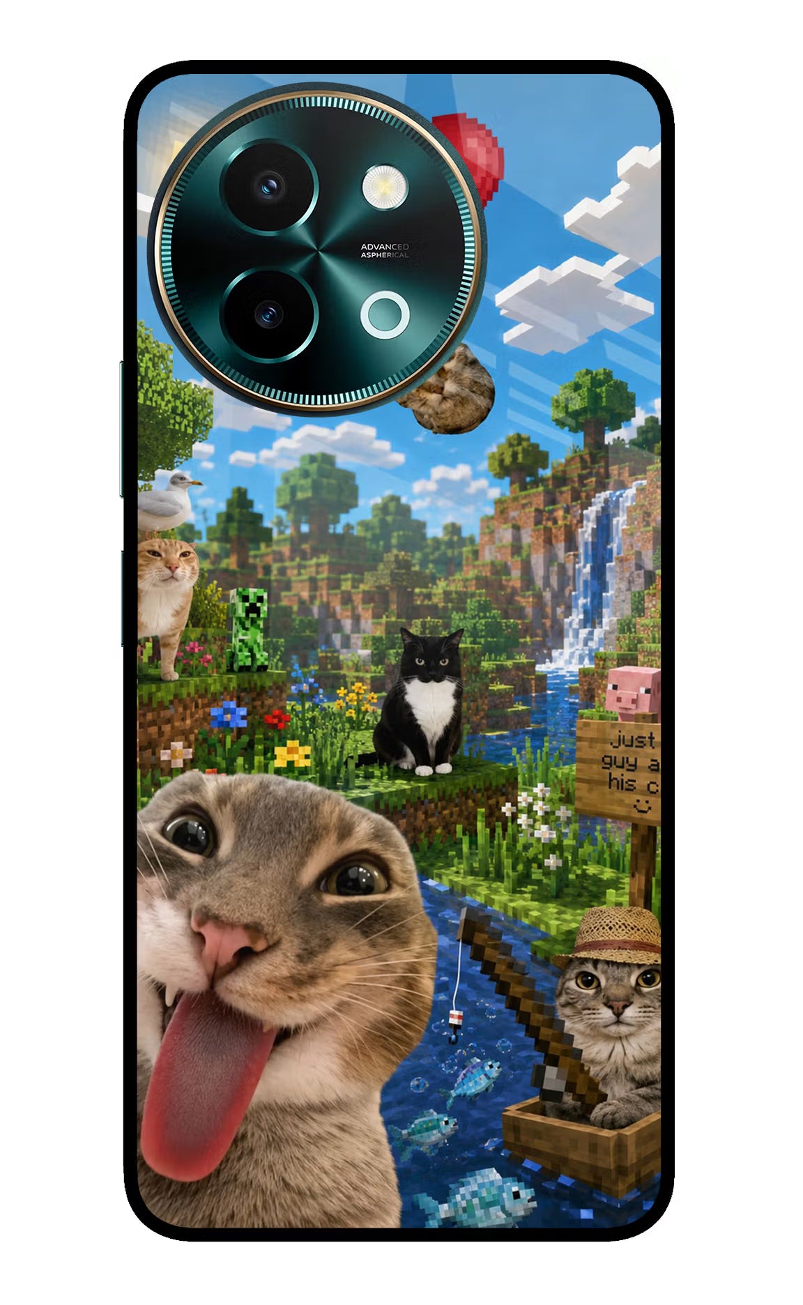 Minecraft Cat Chaos Vivo Y58 5G Glass Case